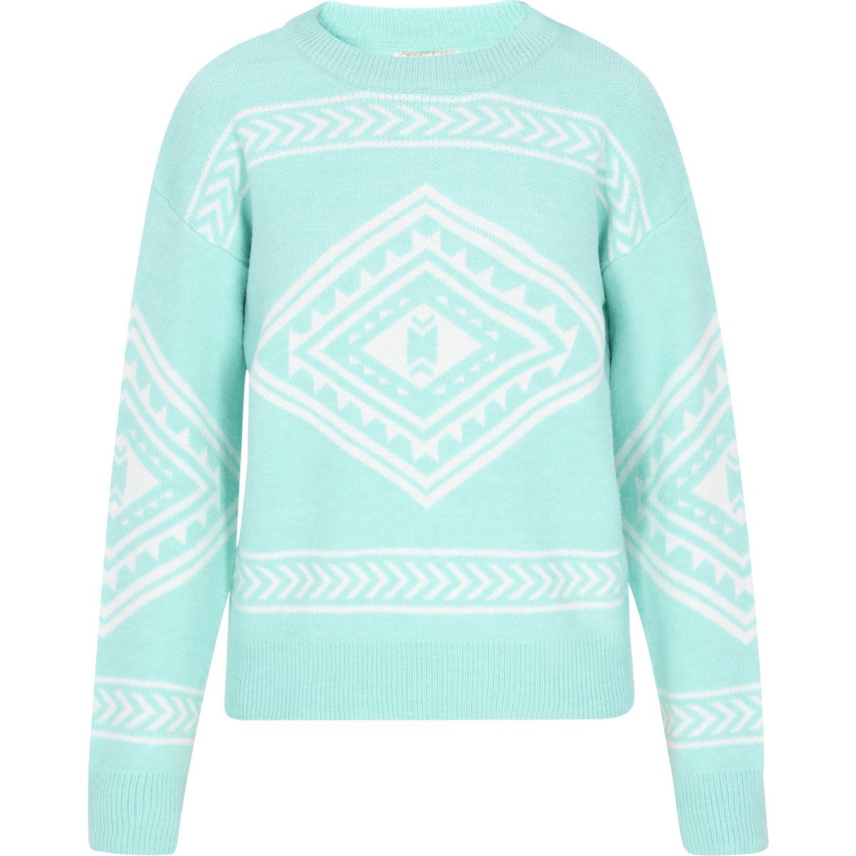 Lockerer Strickpullover mit Aztekenmuster
