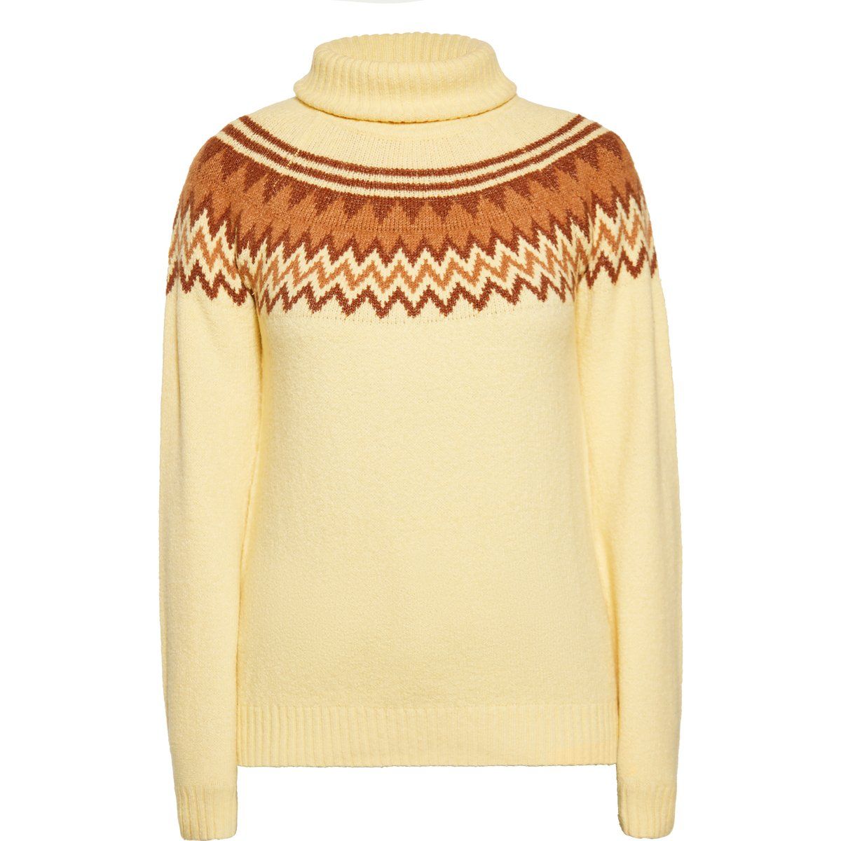 Rollkragen-Strickpullover mit geometrischer Passe