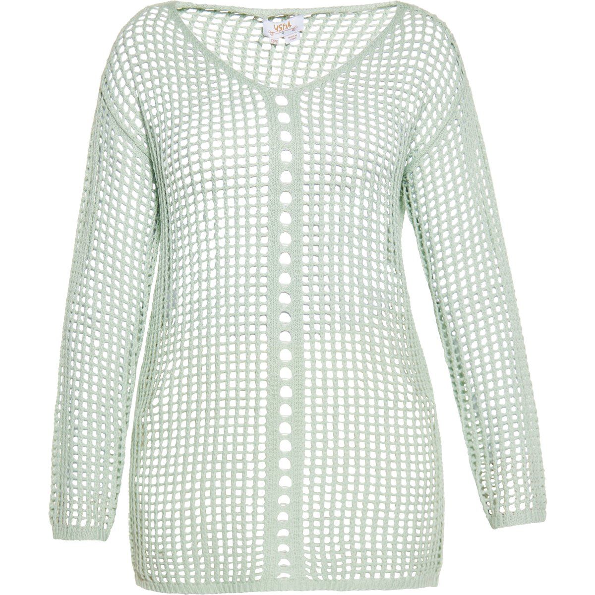 V-Ausschnitt Strickpullover mit Lochmuster