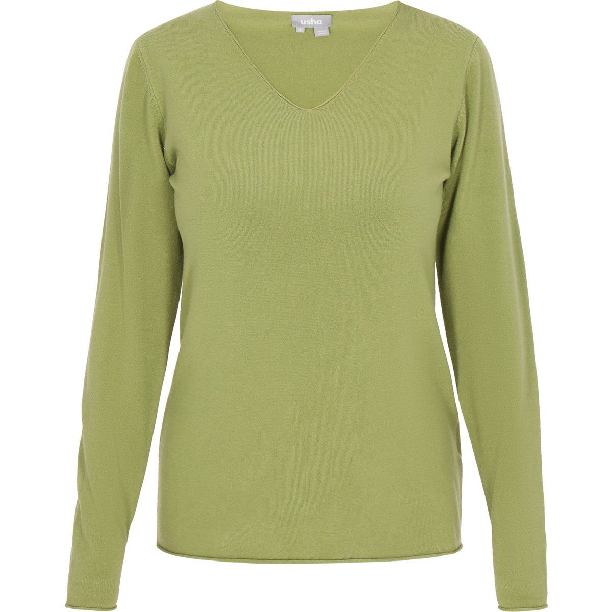 Weicher V-Ausschnitt-Pullover mit offenen Kanten
