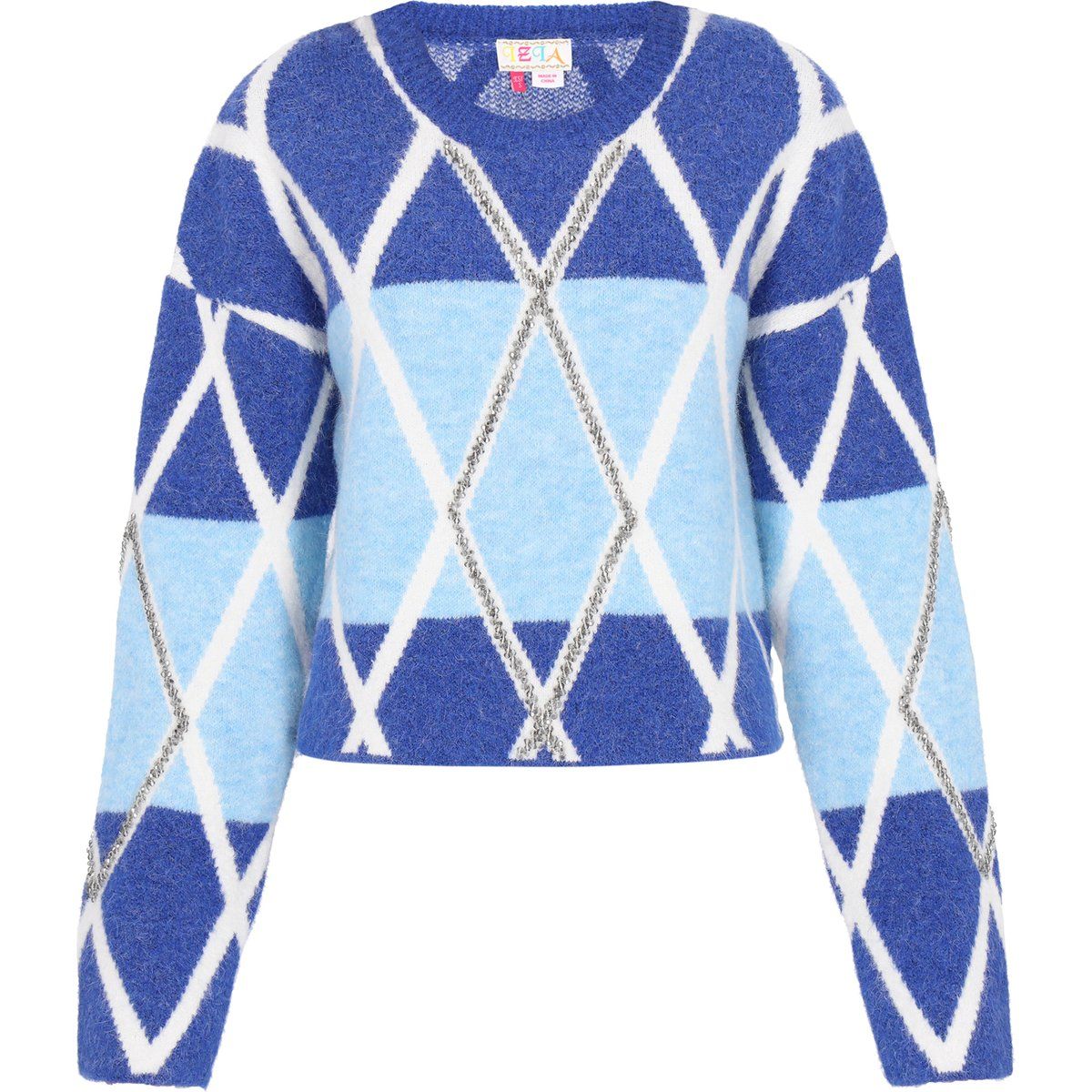 Verkürzter Strickpullover mit geometrischem Muster