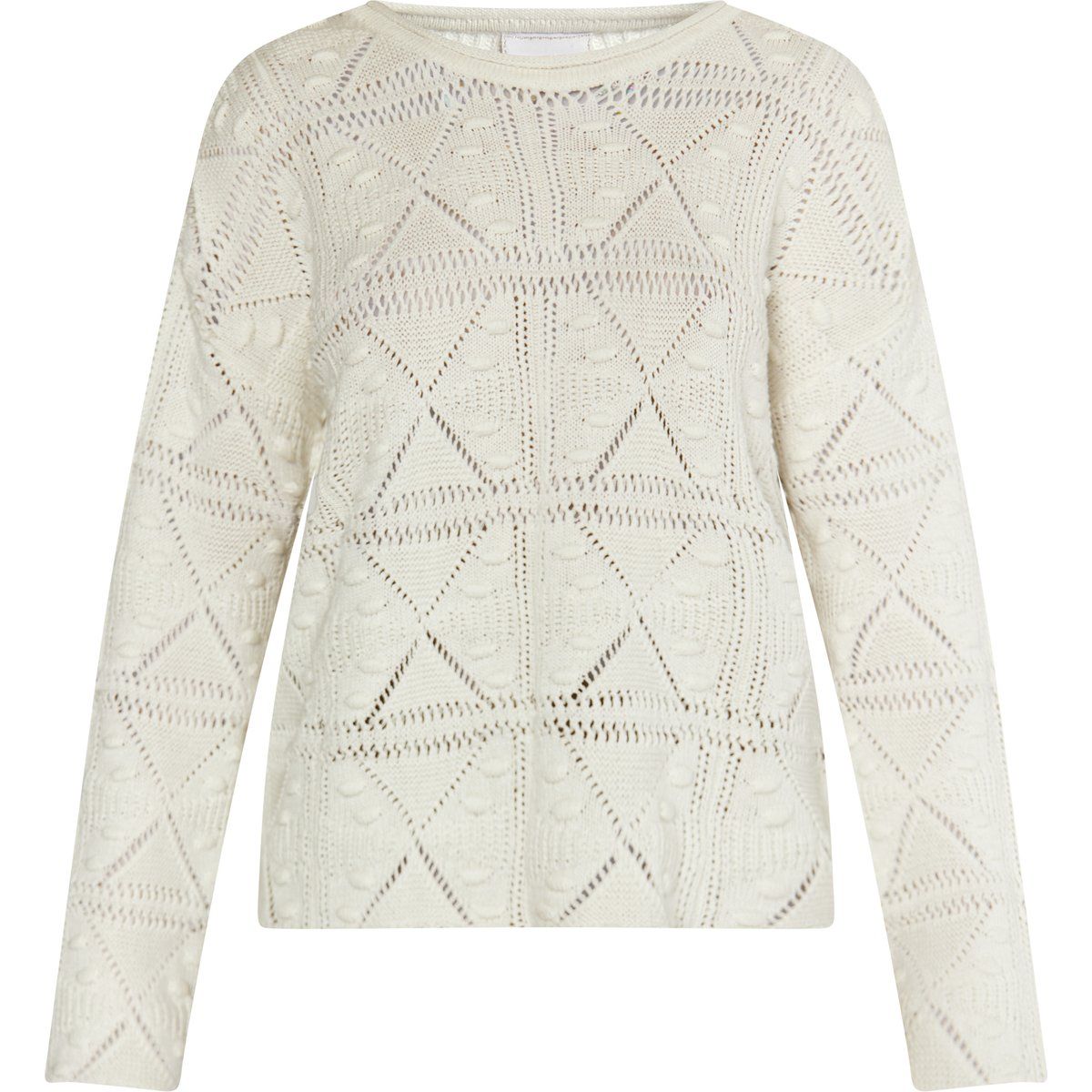 Geometrischer Lochstrick-Baumwollpullover