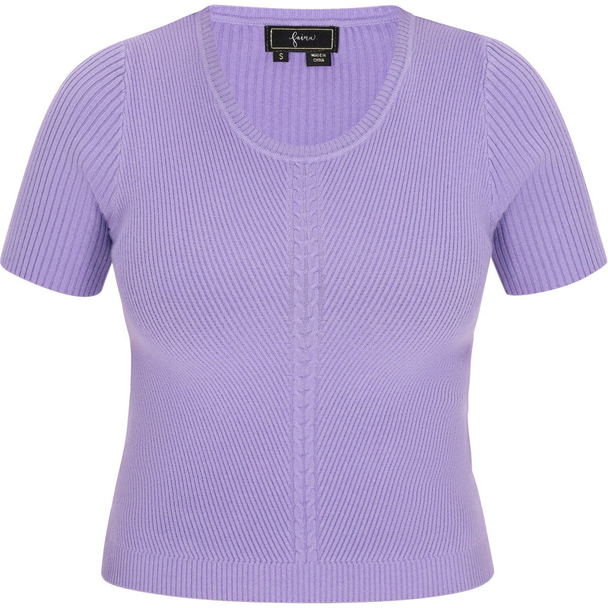 Kurzarm-Stricktop mit Rippenstruktur
