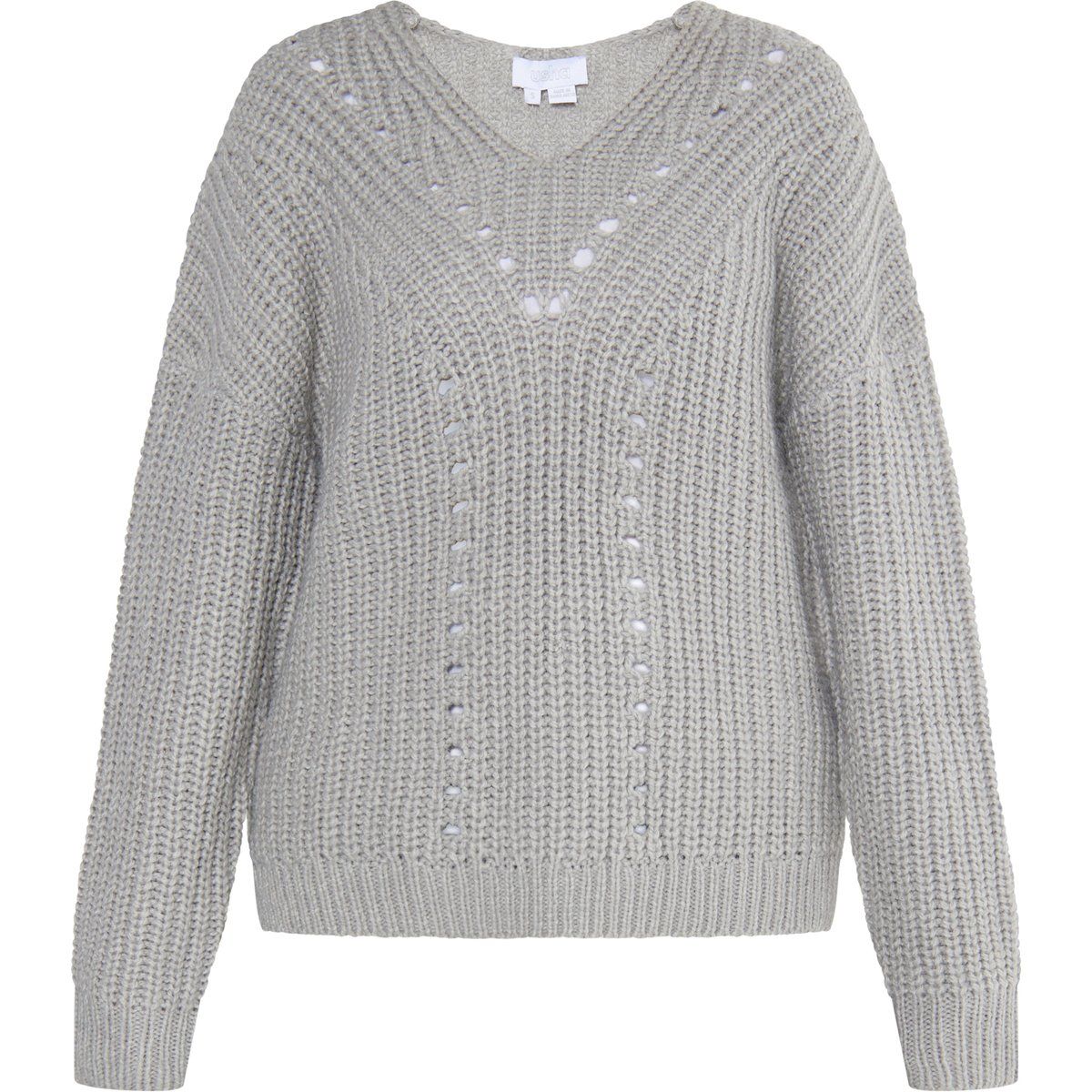 Grobstrick-Pullover mit V-Ausschnitt