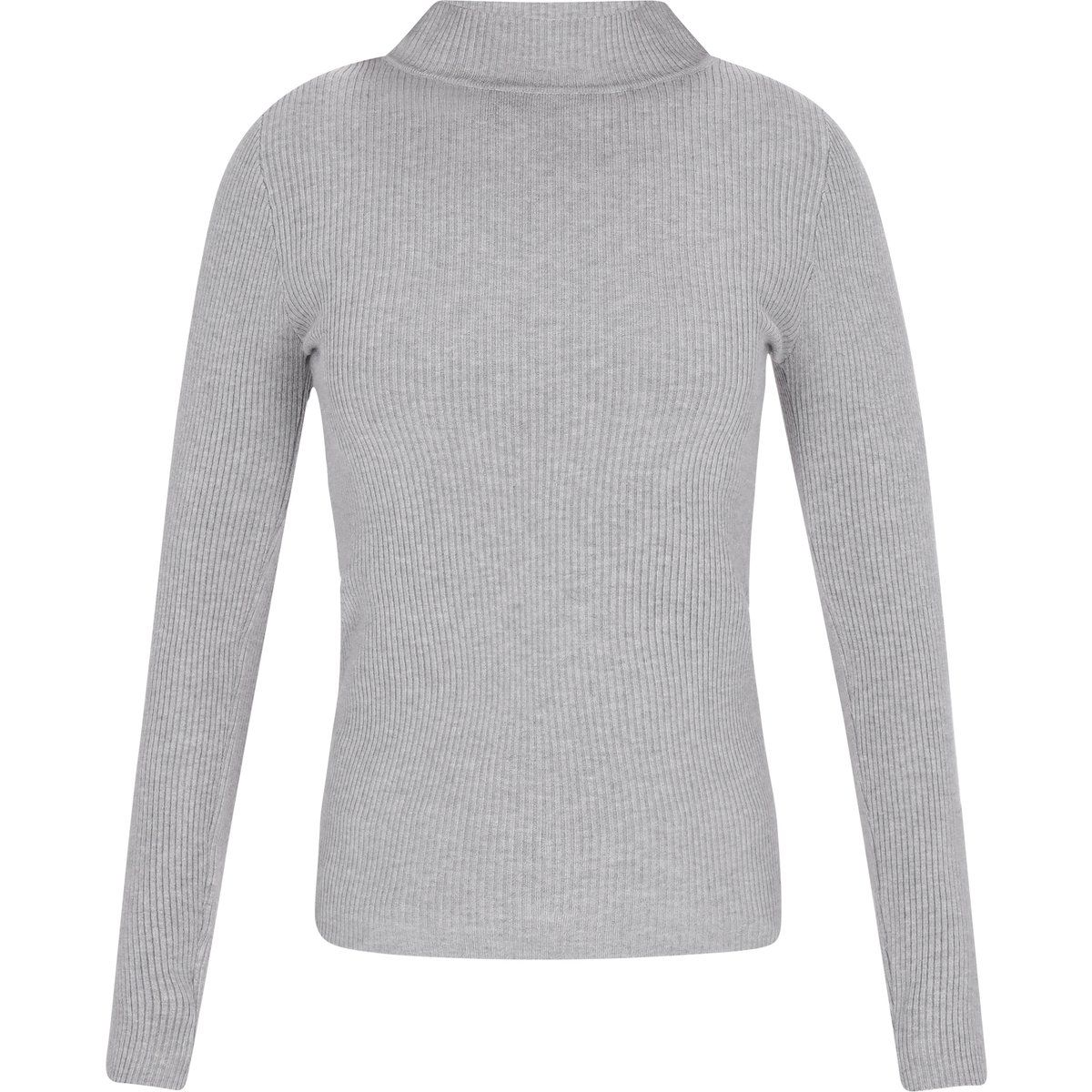 Gerippter Slim-Fit Stehkragen-Pullover