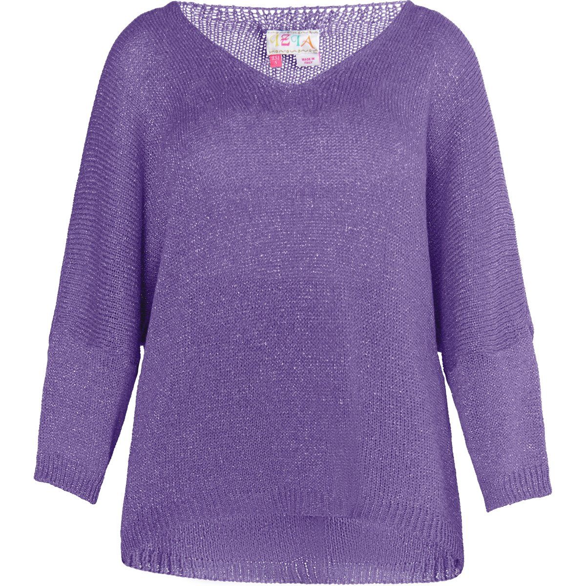 Metallic-Strickpullover mit V-Ausschnitt