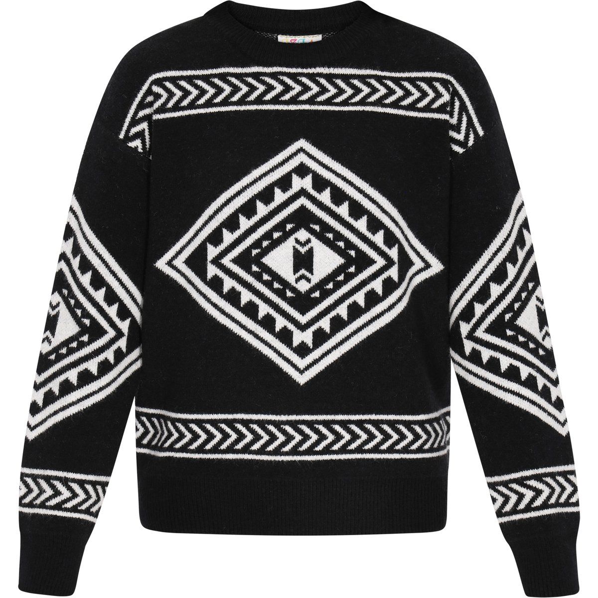 Lässiger Strickpullover mit Aztekenmuster