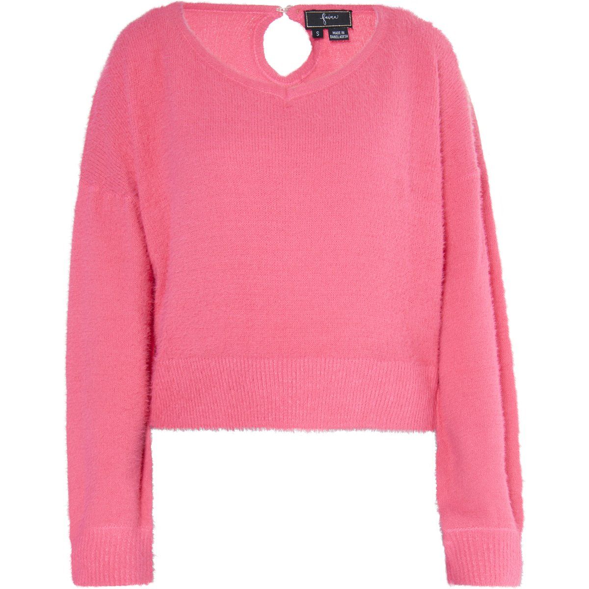 Flauschiger Strickpullover mit Rücken-Ausschnitt