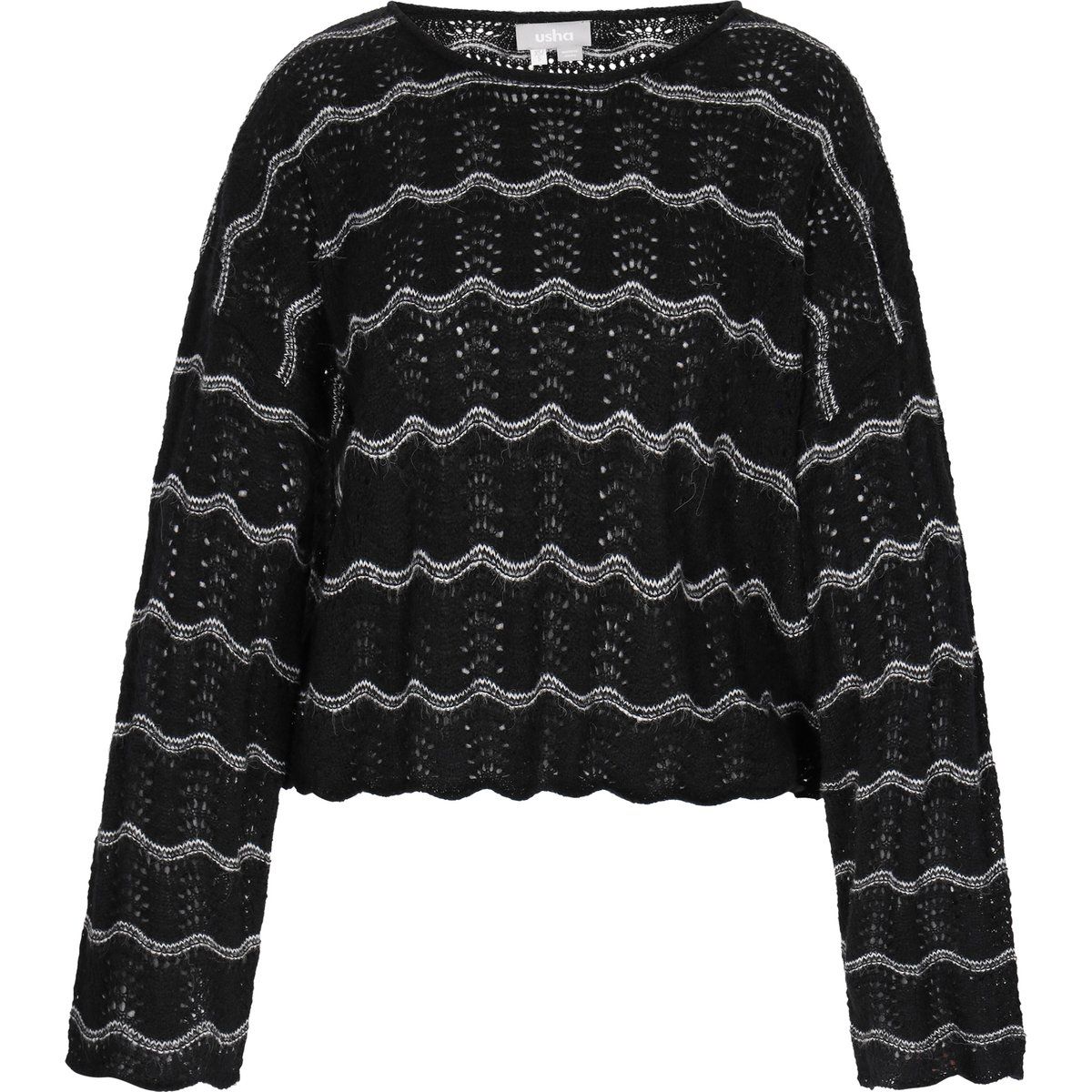 Ajour-Strickpullover mit Wellenmuster