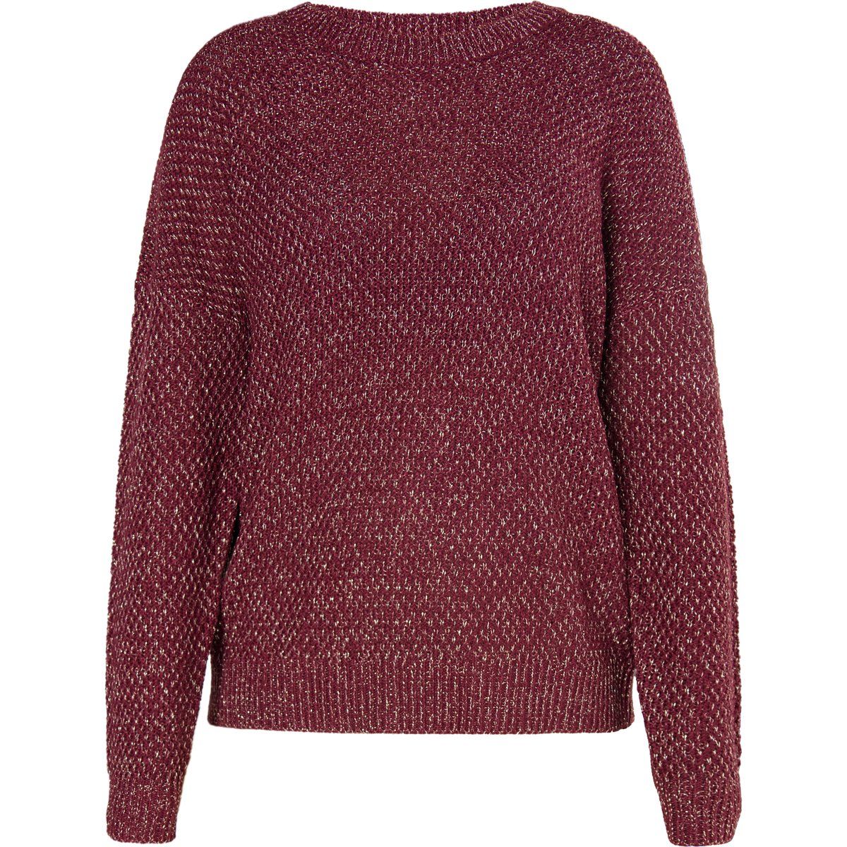 Grobstrickpullover mit V-Ausschnitt und Metallic-Effekt