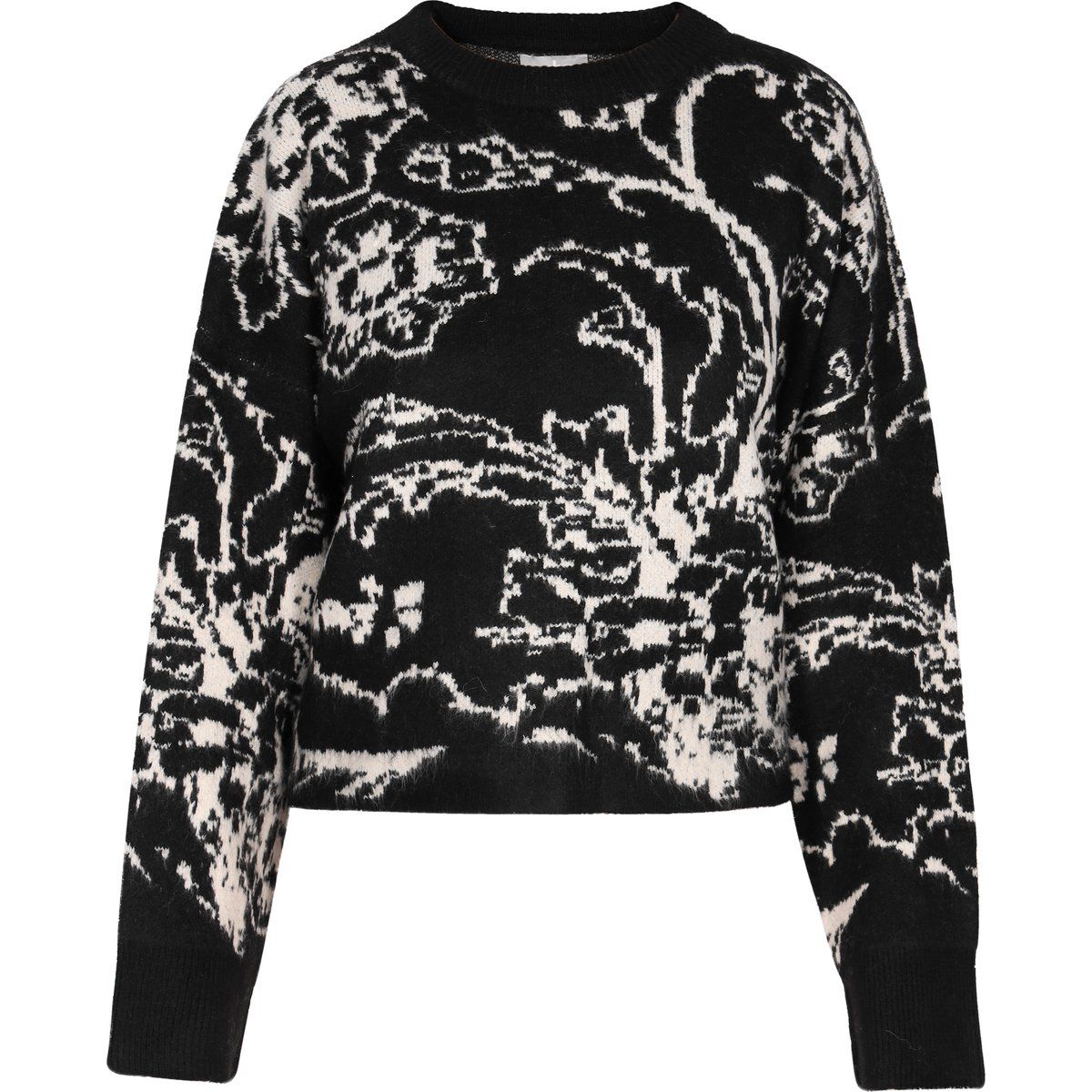 Strickpullover mit abstraktem Blumenmuster