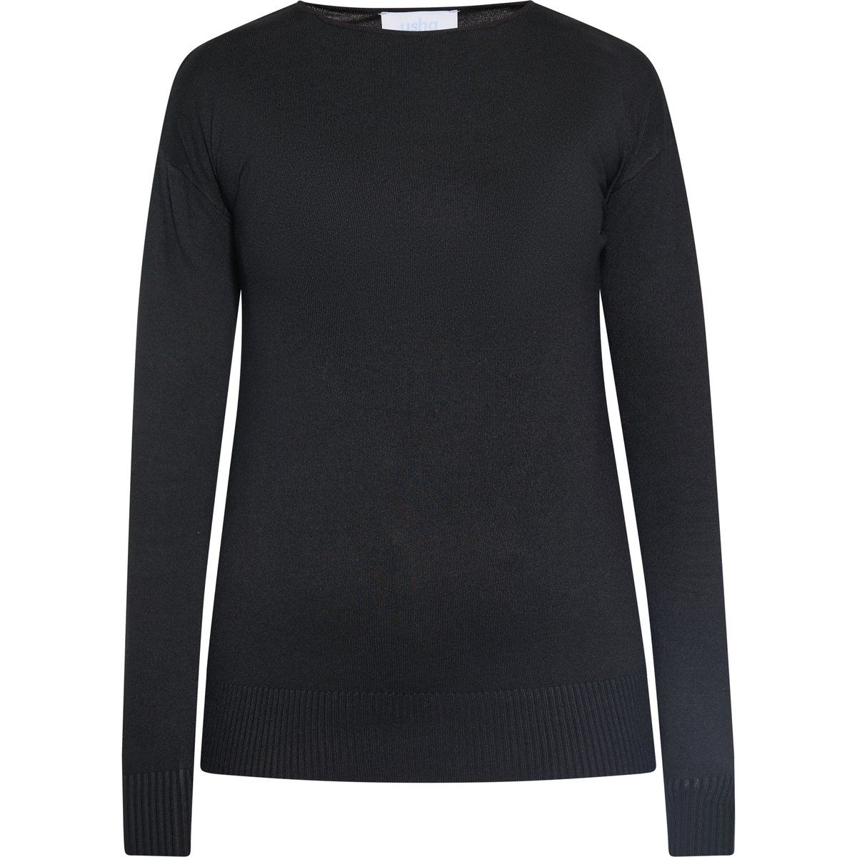 Minimalistischer Feinstrick-Pullover mit U-Boot-Ausschnitt