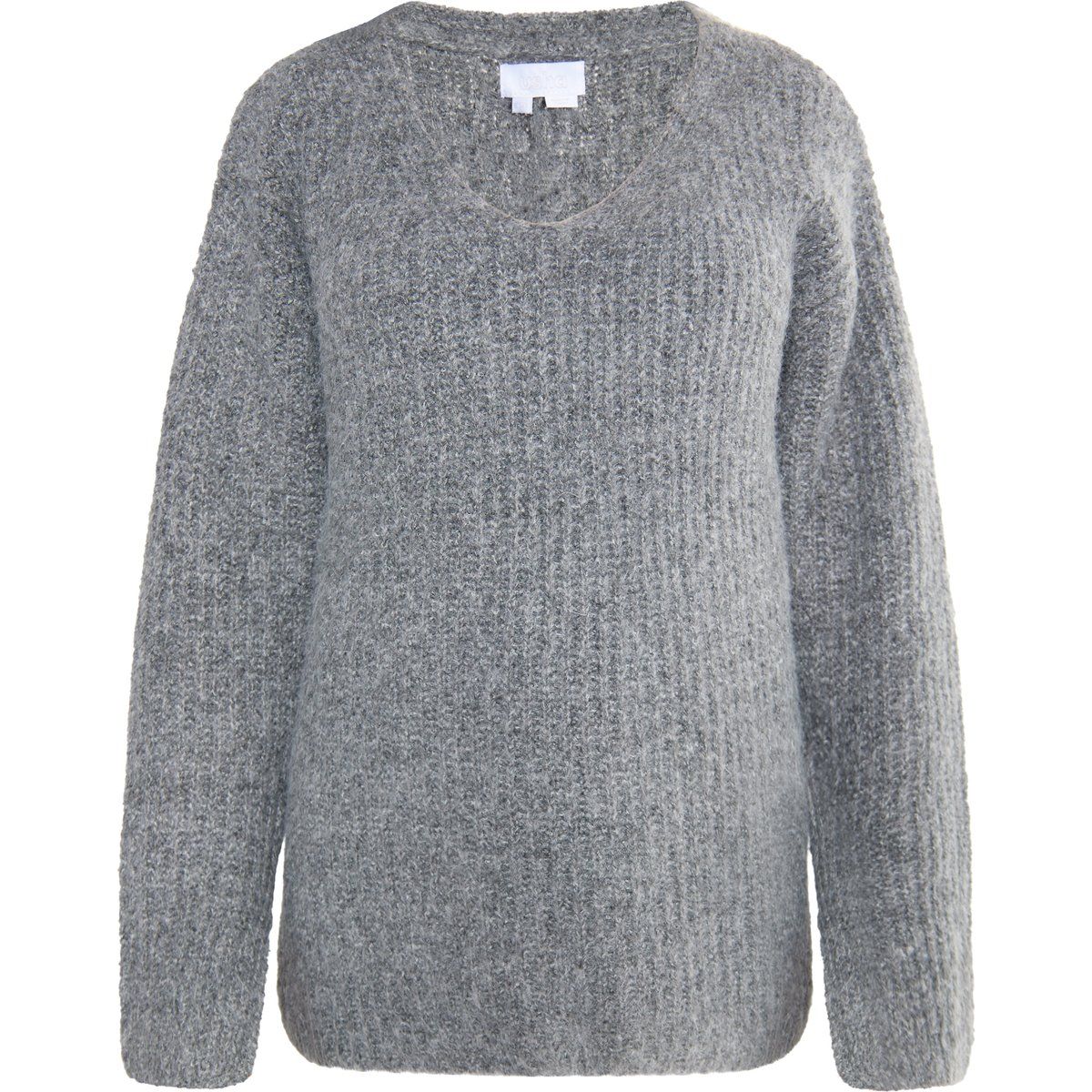Oversized V-Ausschnitt Rippstrick-Pullover