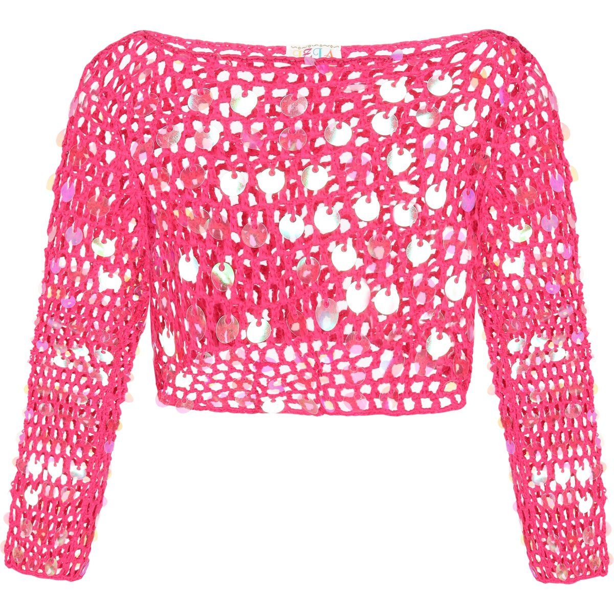 Häkelpullover mit Pailletten im Crop-Schnitt