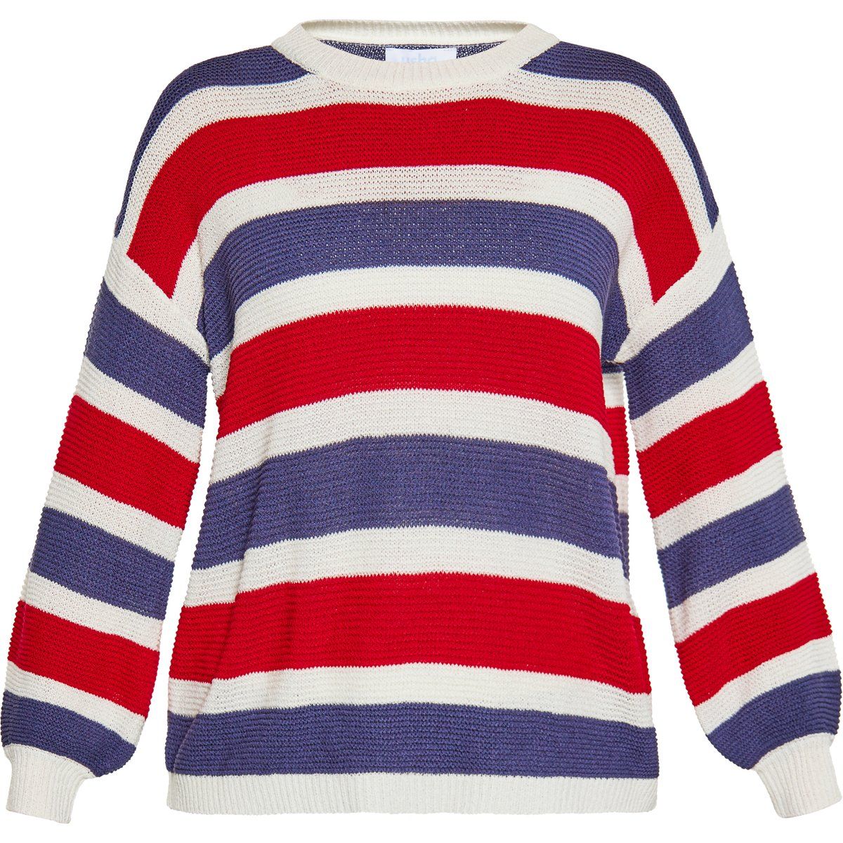 Mehrfarbig gestreifter Strickpullover