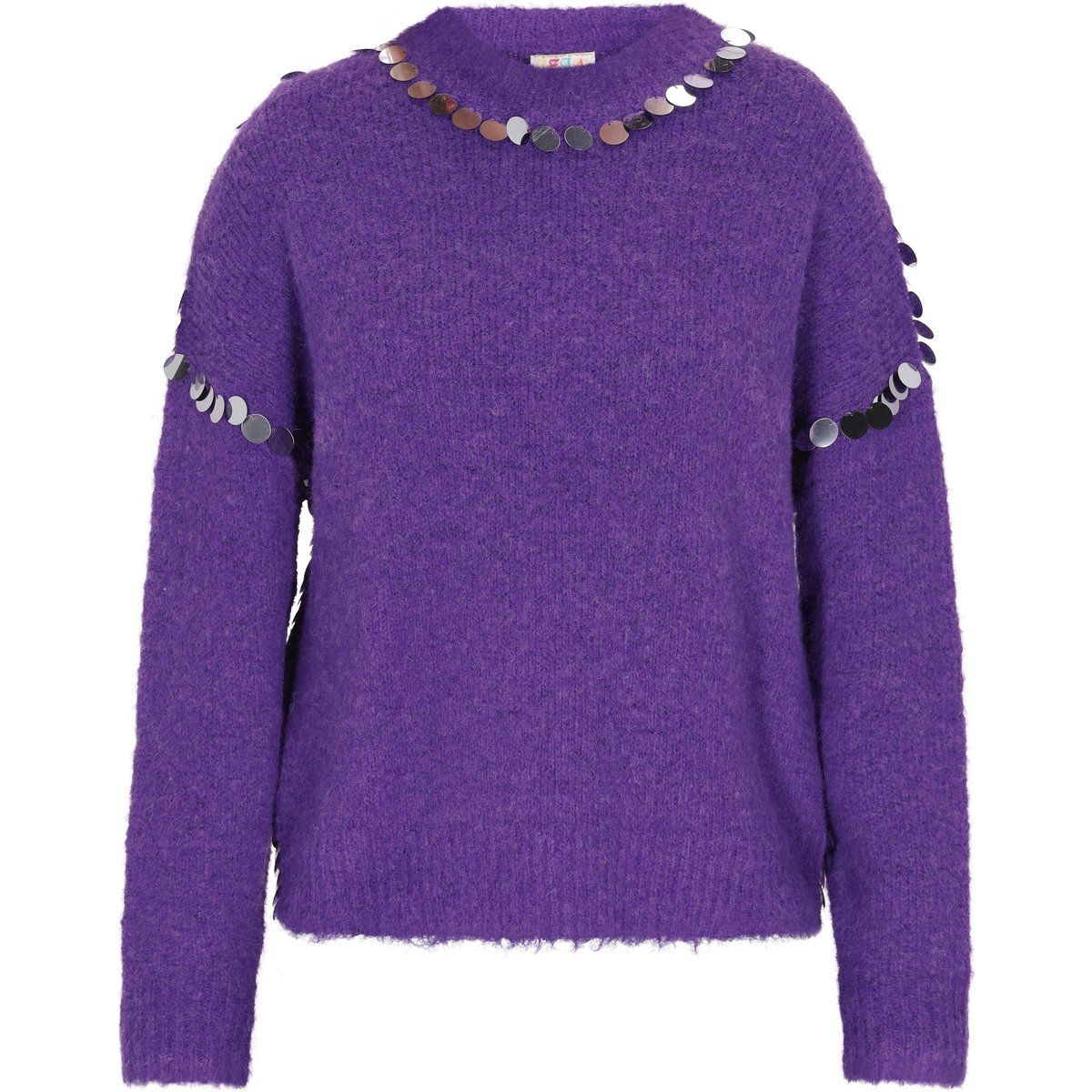Lockerer Strickpullover mit Pailletten-Verzierung