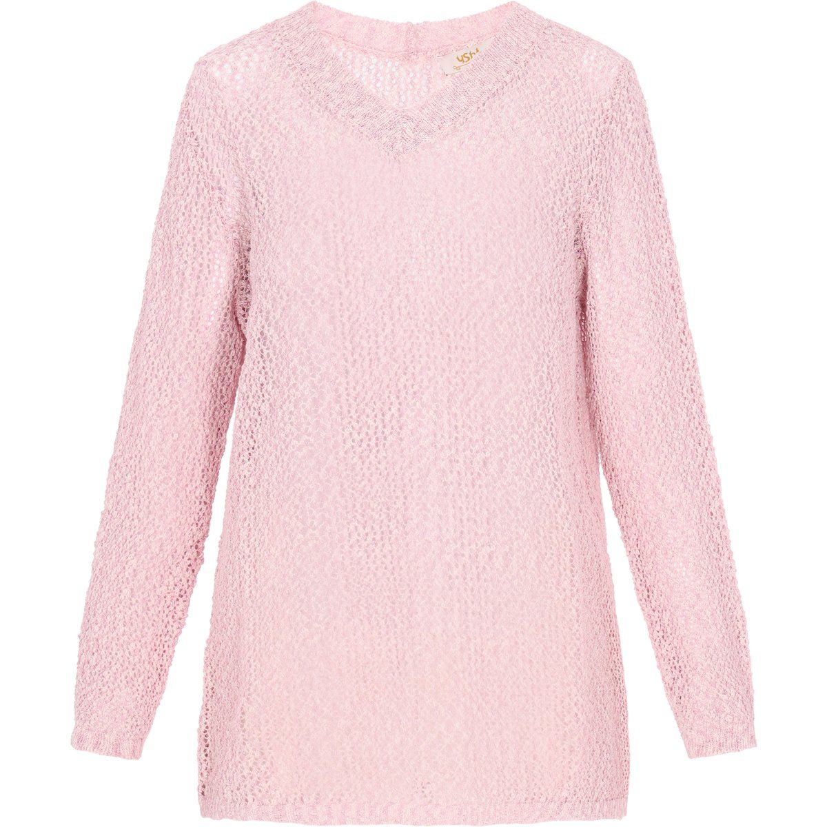 Pullover mit V-Ausschnitt und Durchbruchmuster