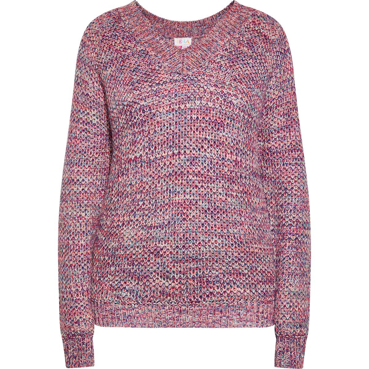 Strukturierter Strickpullover mit V-Ausschnitt