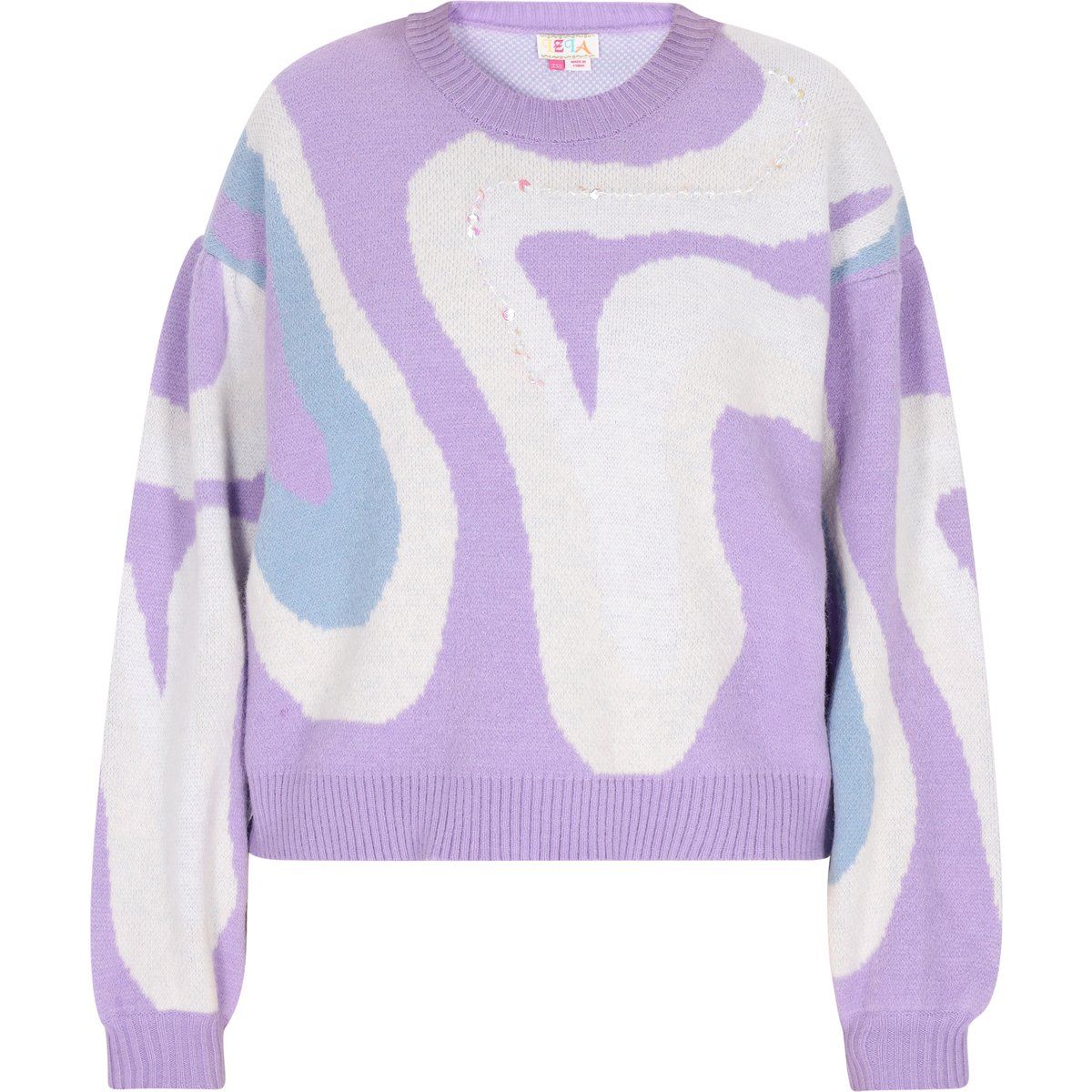 Oversize-Strickpullover mit abstraktem Wirbelmuster