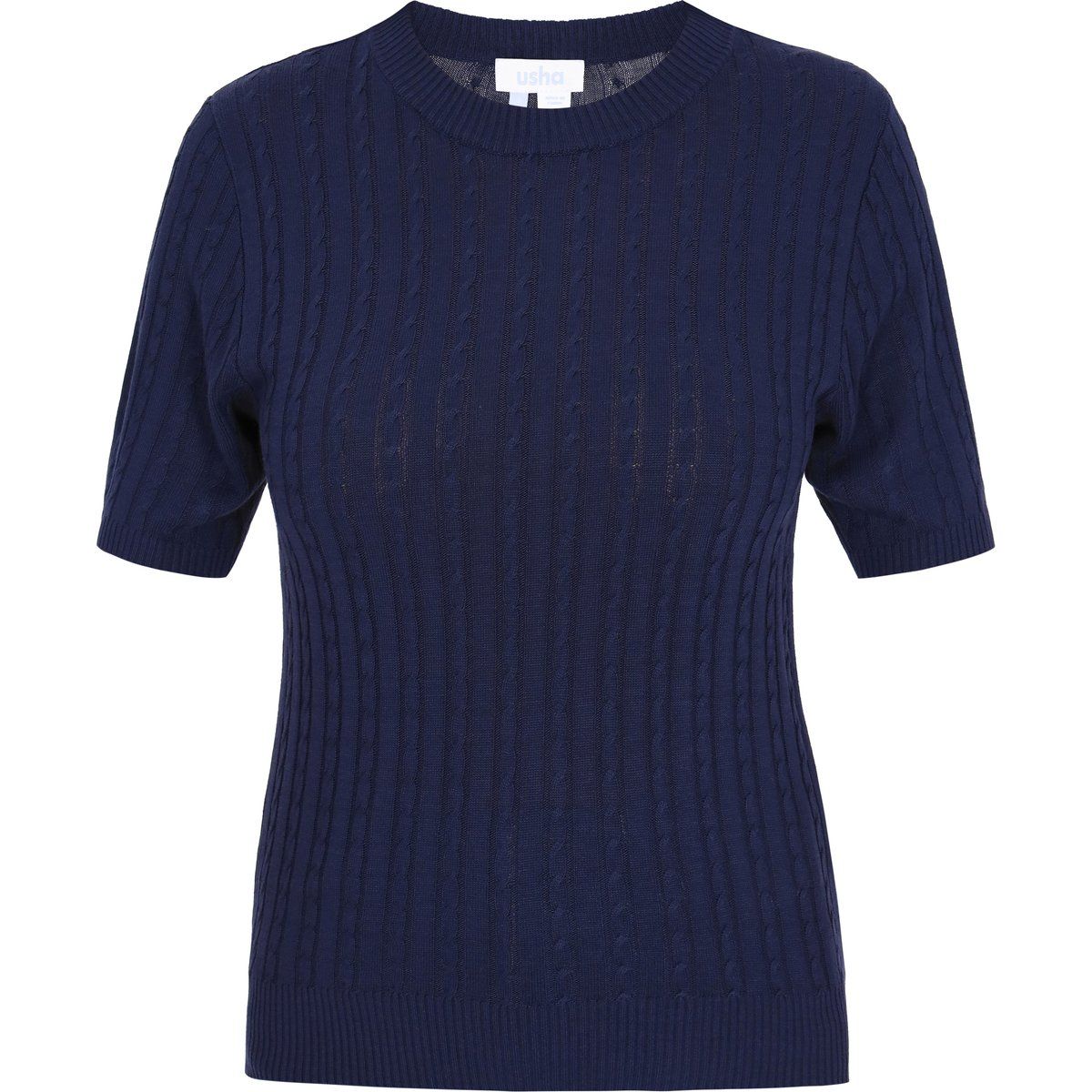 Klassischer Kurzarm-Pullover mit Zopfmuster