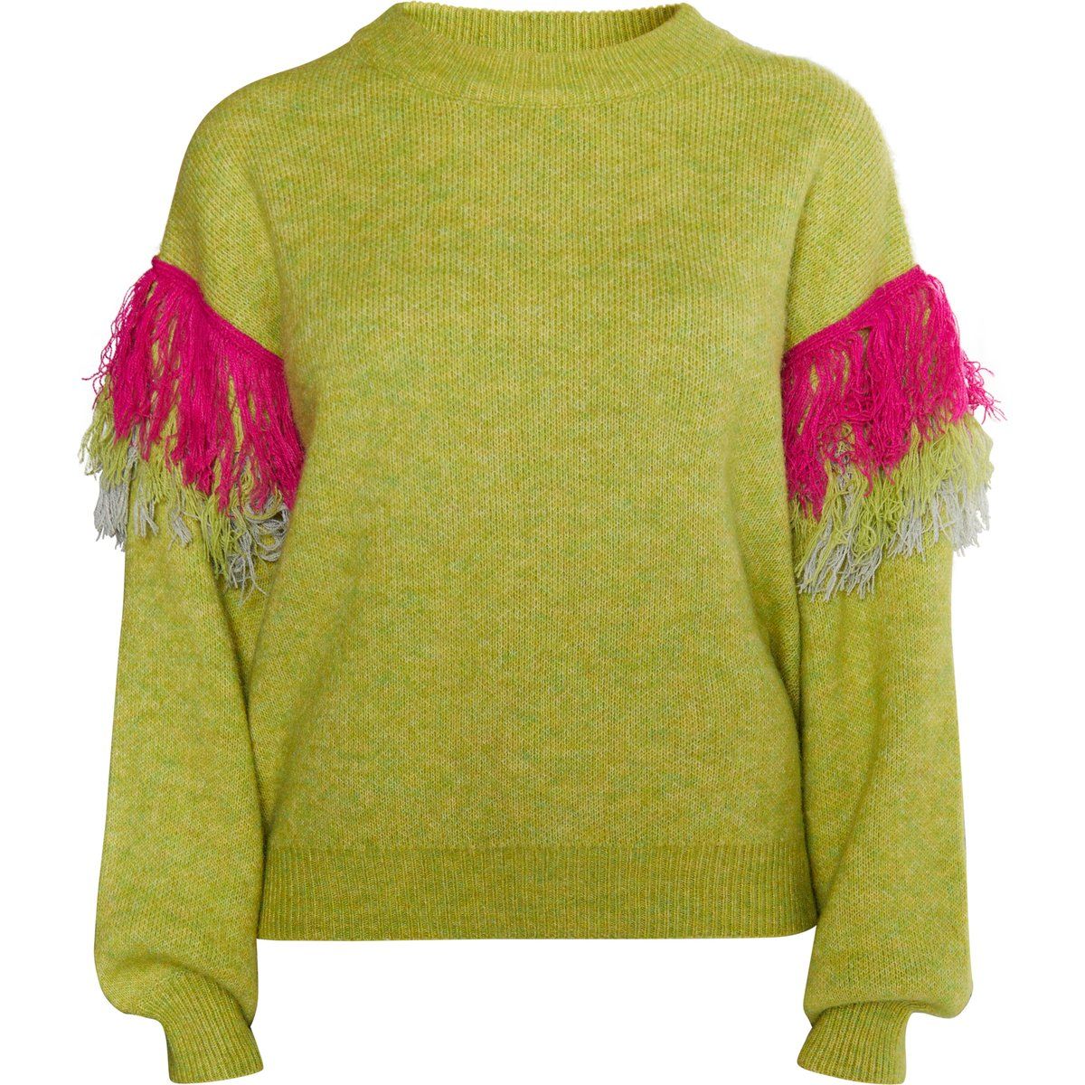 Boho-Strickpullover mit Fransenärmeln