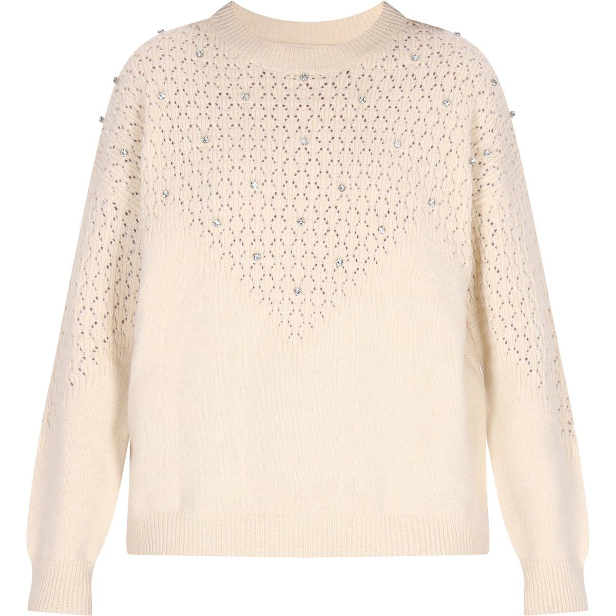Verzierter Ajour-Strickpullover