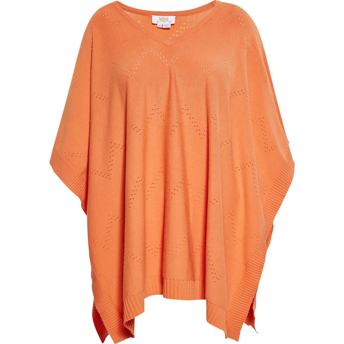 Leichter Poncho mit Lochstrickmuster