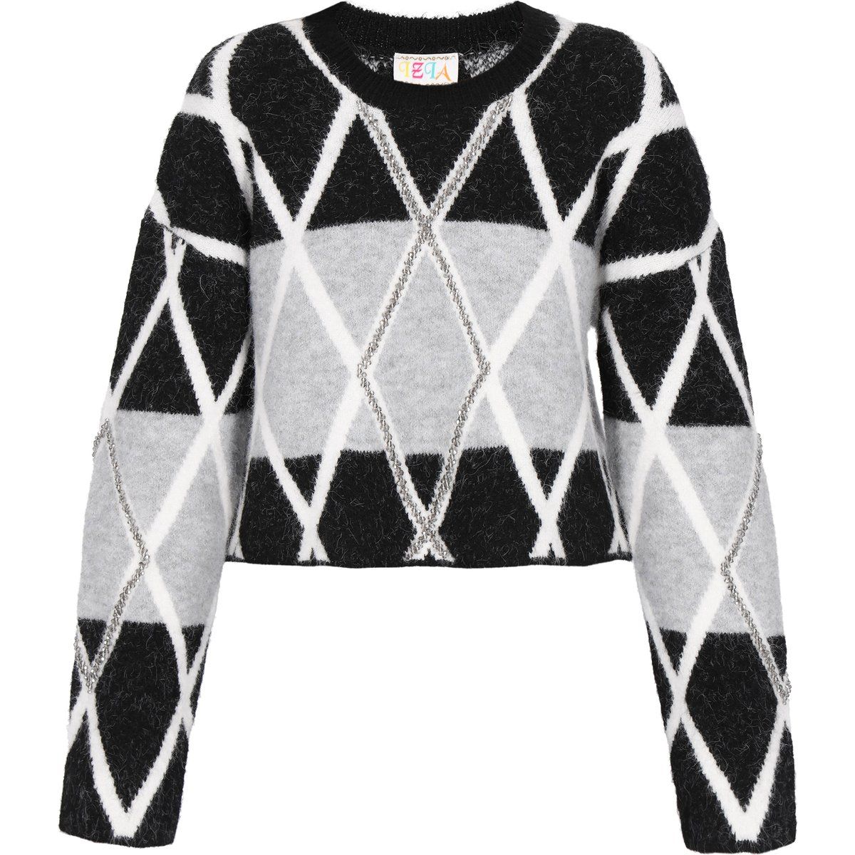 Geometrischer Oversize-Strickpullover