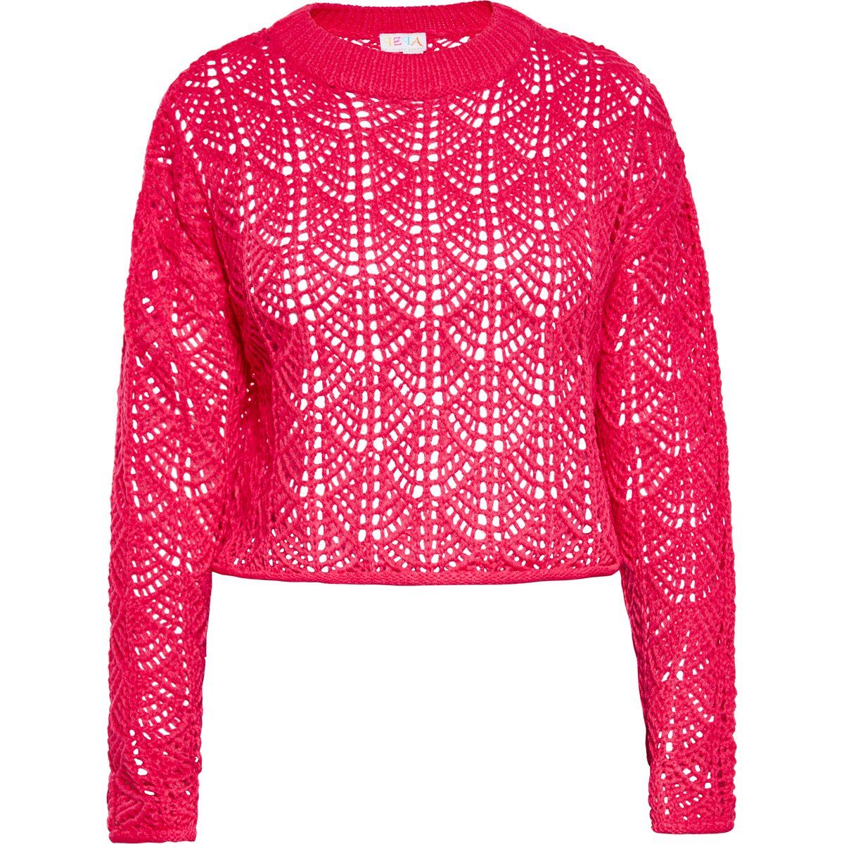 Zarter Lochstrick-Pullover mit Fächermuster