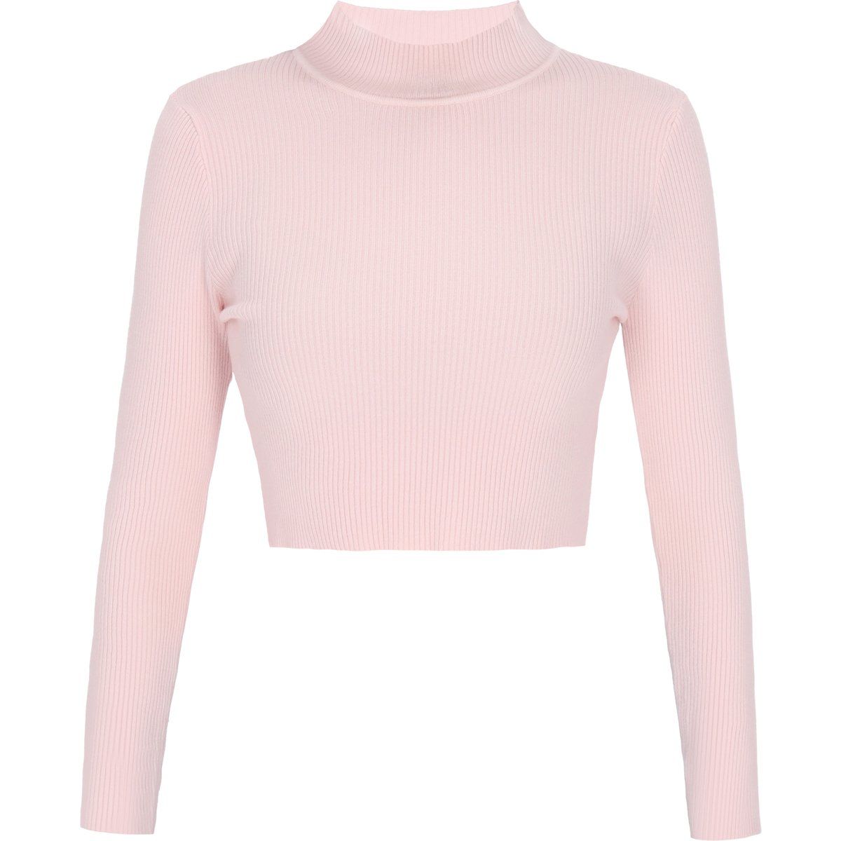 Gerippter Crop-Pullover mit Stehkragen