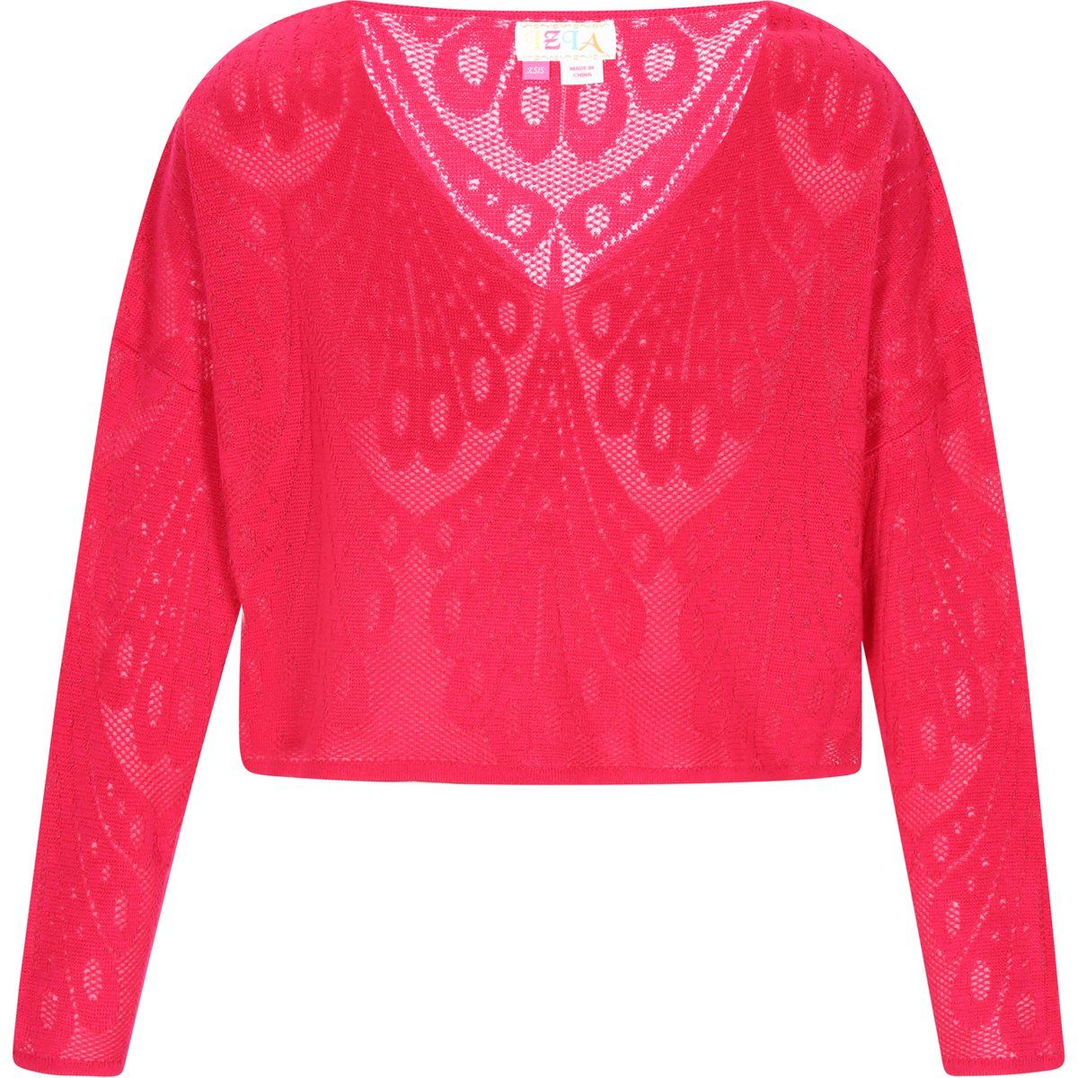 Kurzer Ajour-Strickpullover mit V-Ausschnitt