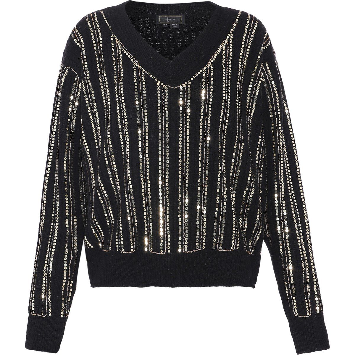 Strickpullover mit V-Ausschnitt und Pailletten