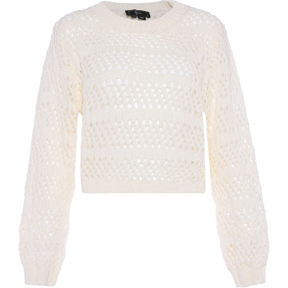 Cropped-Pullover mit Pointelle-Strick