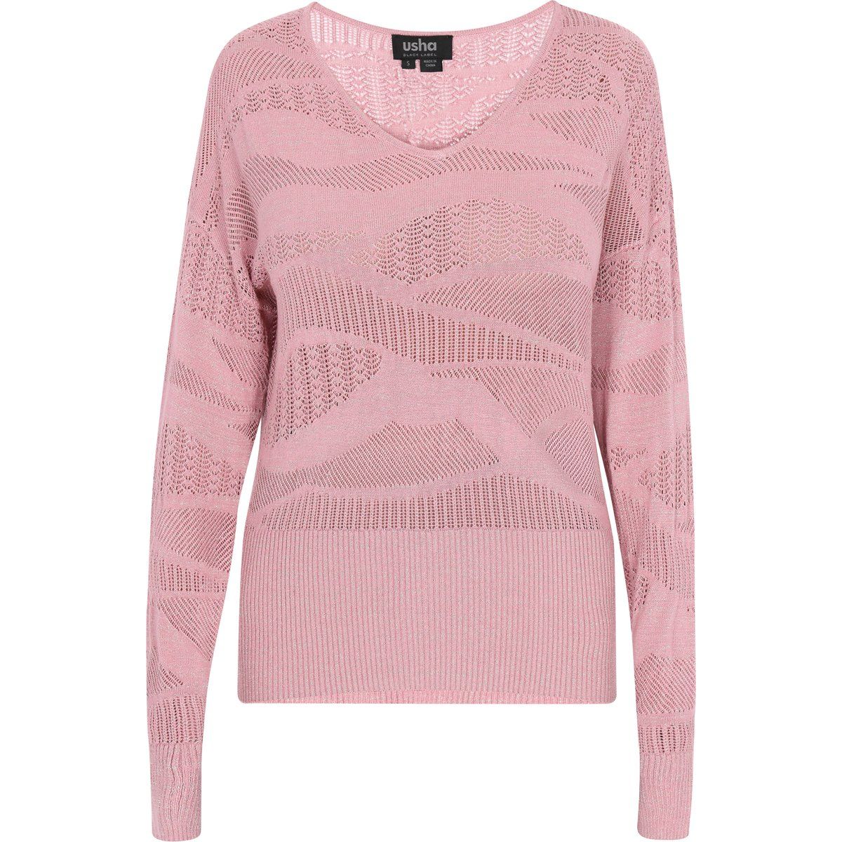 V-Ausschnitt Pullover mit Ajourmuster