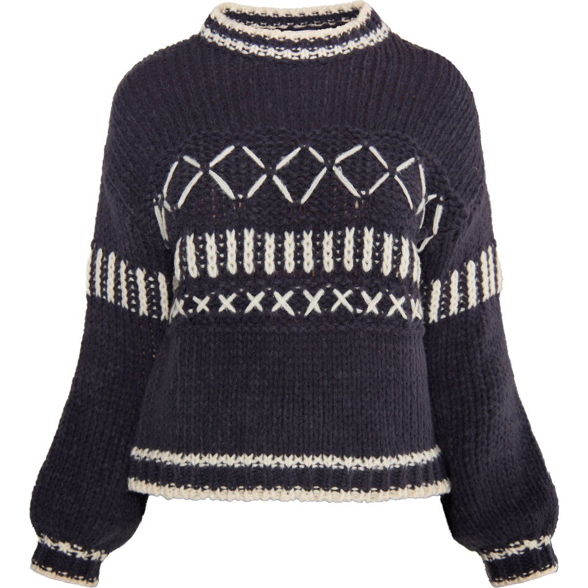 Bestickter Grobstrickpullover