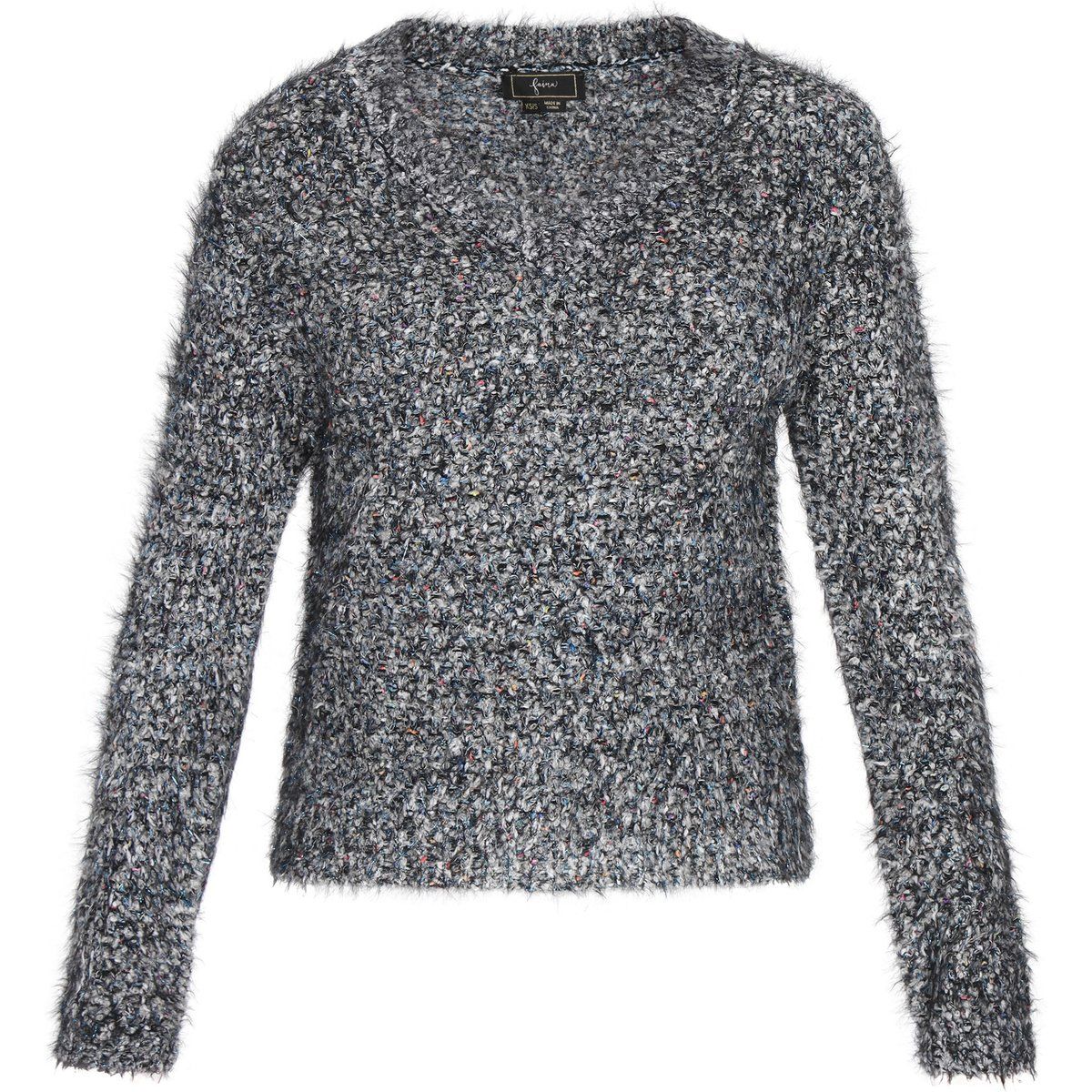 Schimmerndes Melange-Bouclé-Strickoberteil