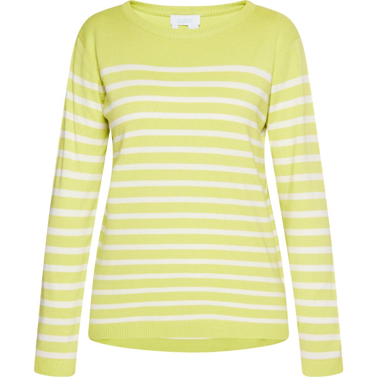 Gestreifter Feinstrick-Pullover mit Rundhals