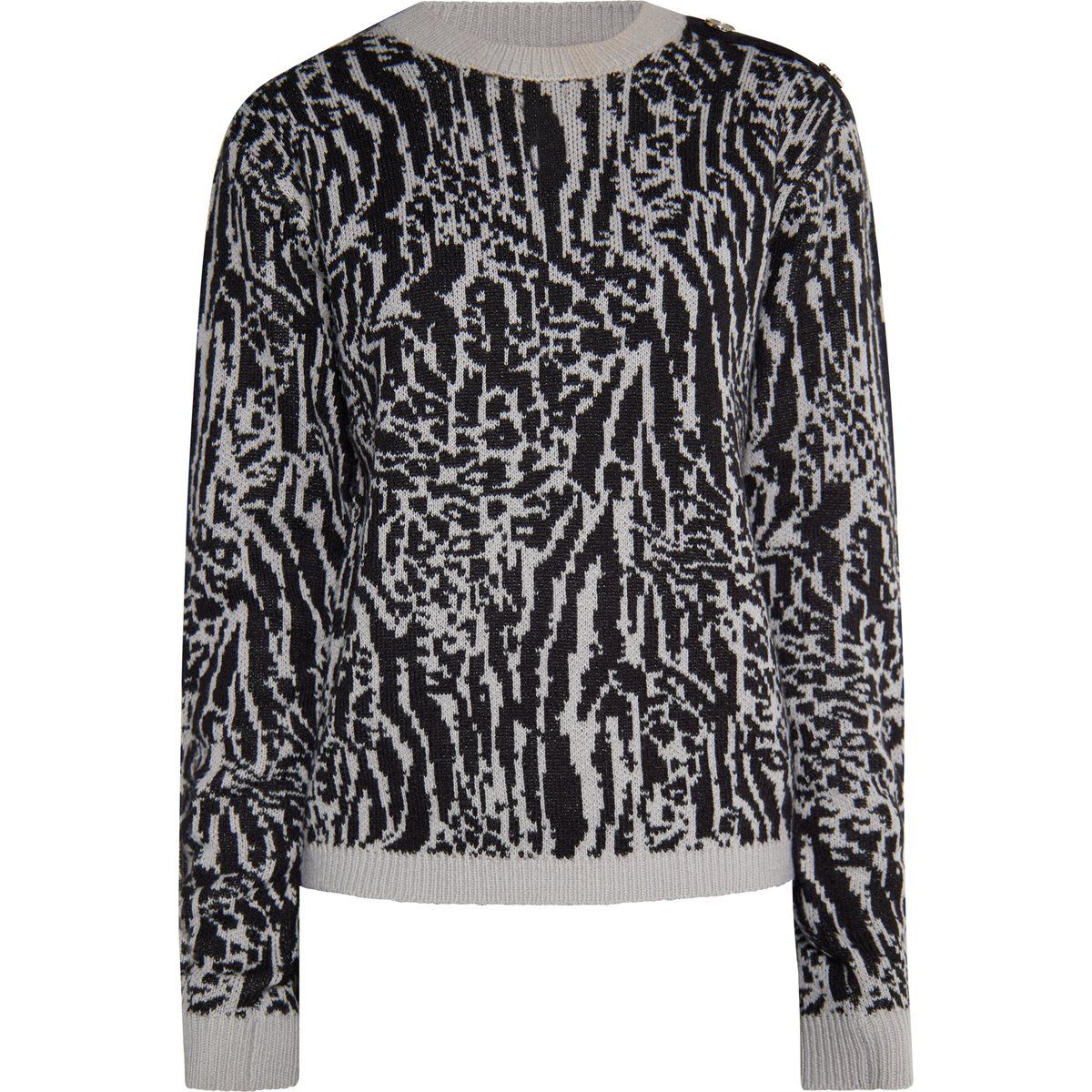 Intarsia-Strickpullover mit Zebramuster