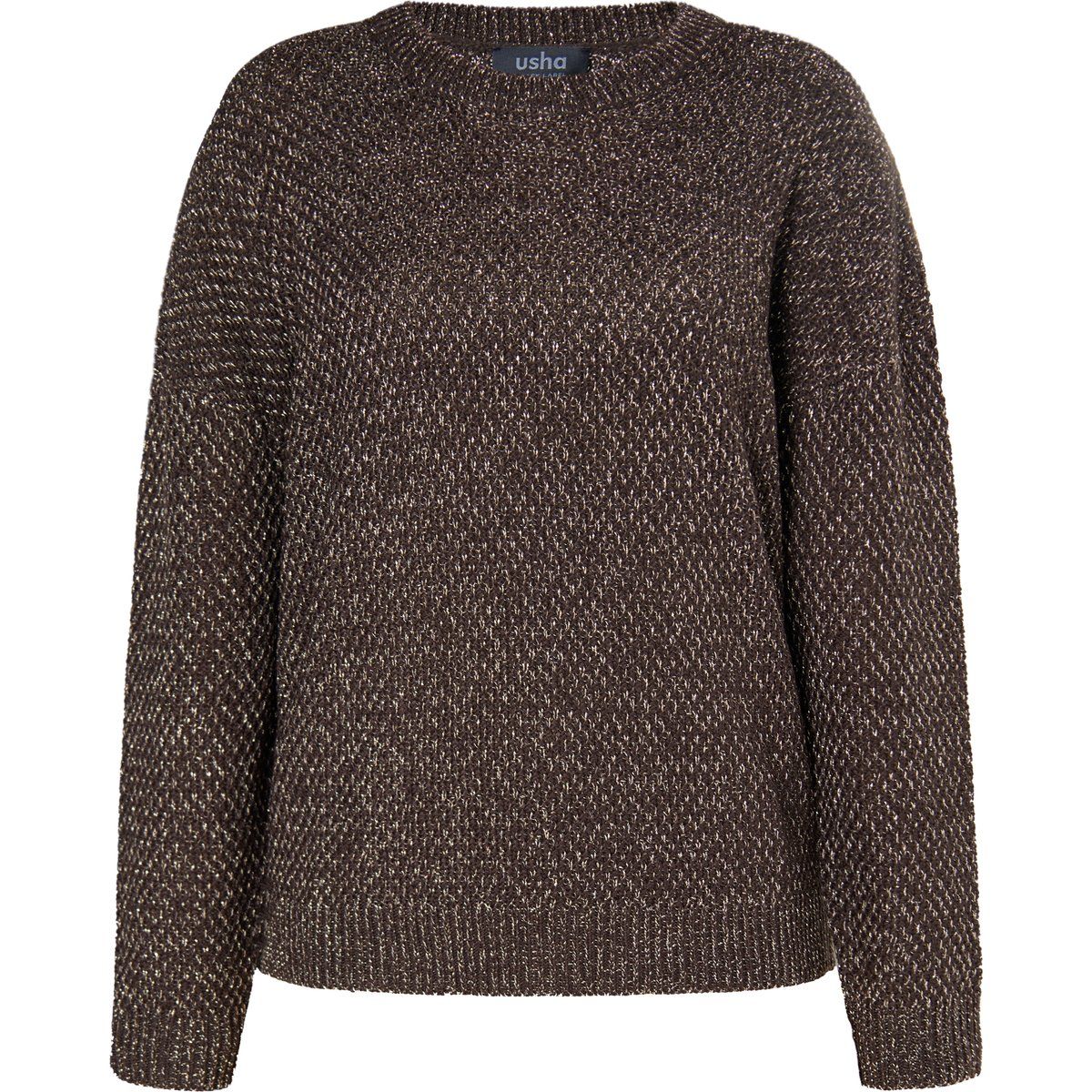 Grobstrickpullover mit Metallic-Garn