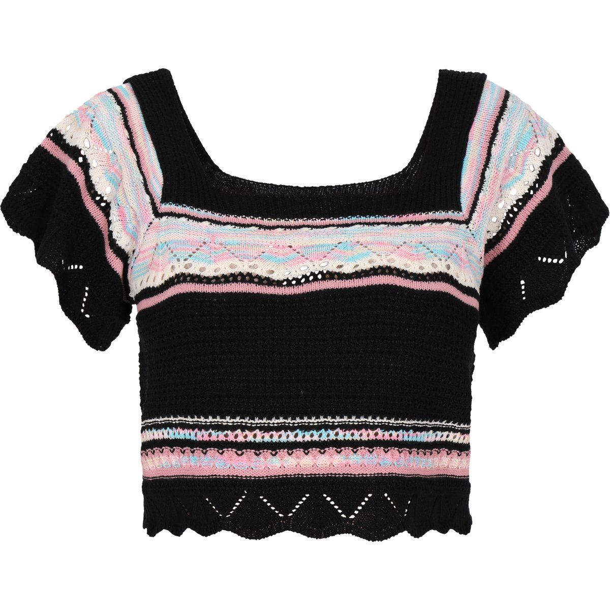 Retro-Häkel-Kurzoberteil im Boho-Stil