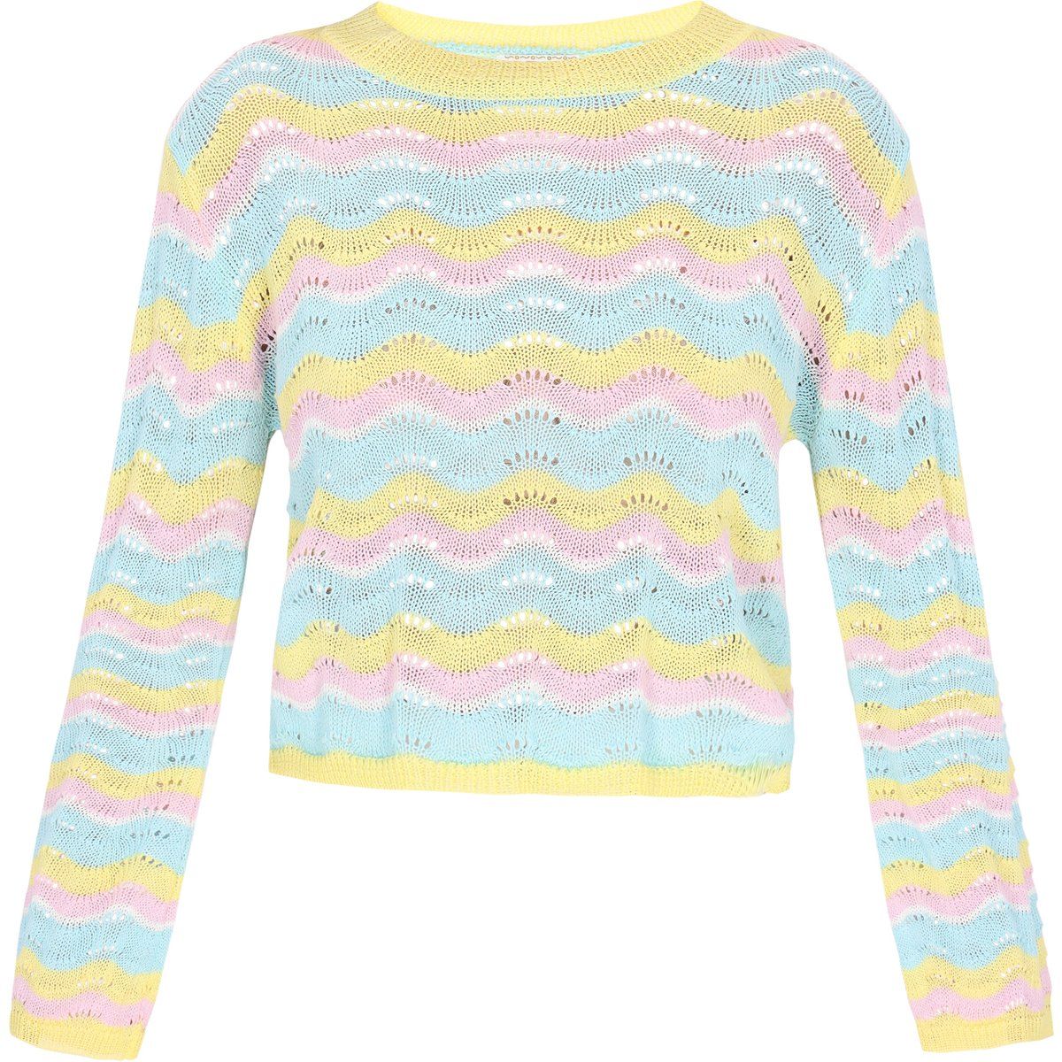 Wellenmuster Ajour-Strickpullover
