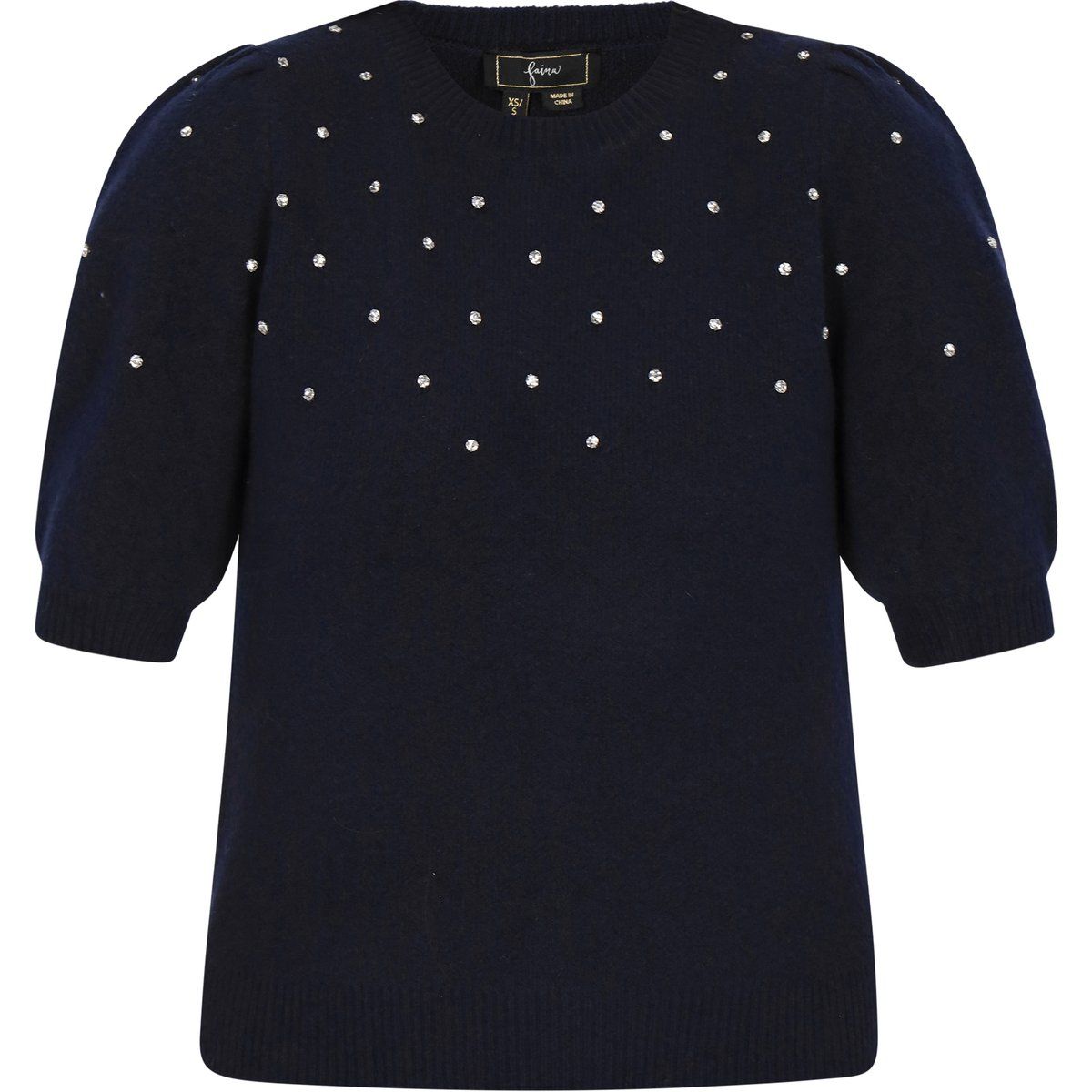 Stricktop mit Strass und Puffärmeln
