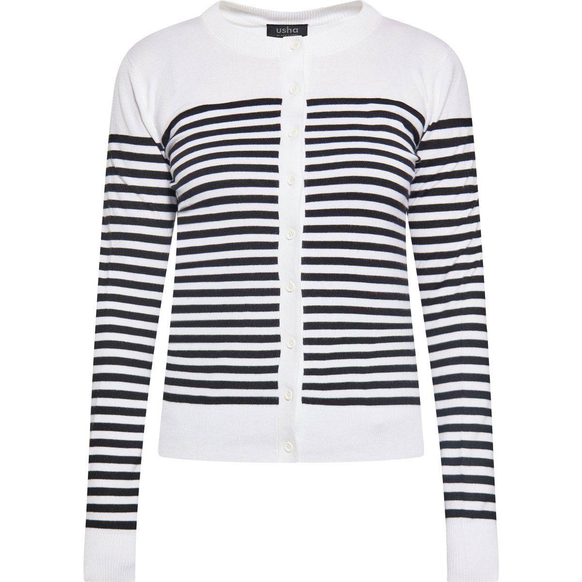 Gestreifter Cardigan mit Rundhalsausschnitt