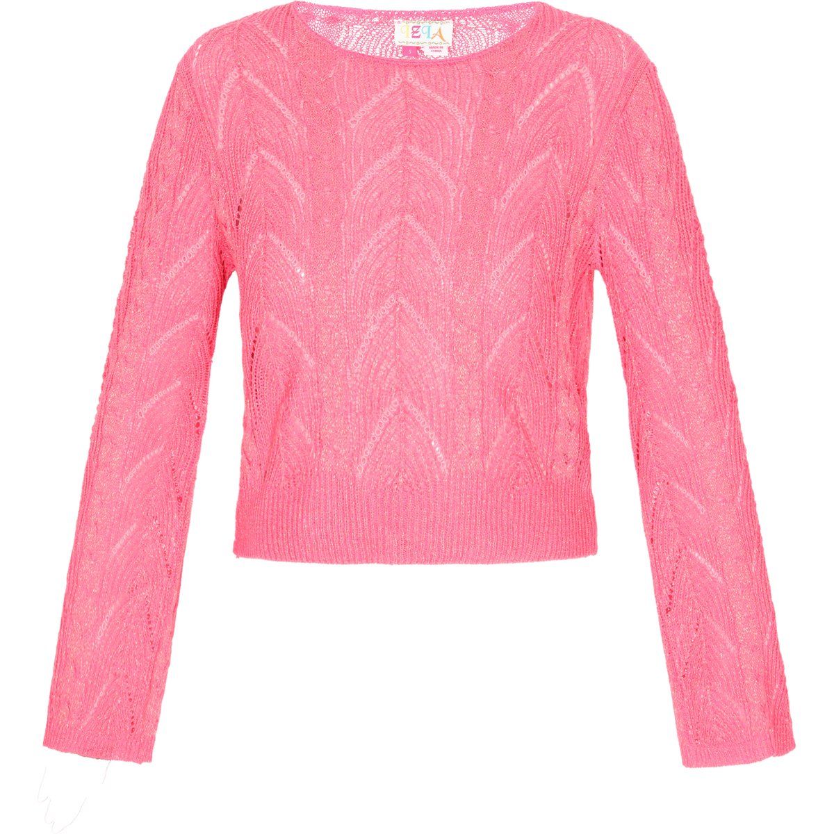 Kurzpullover mit Chevron-Ajourmuster