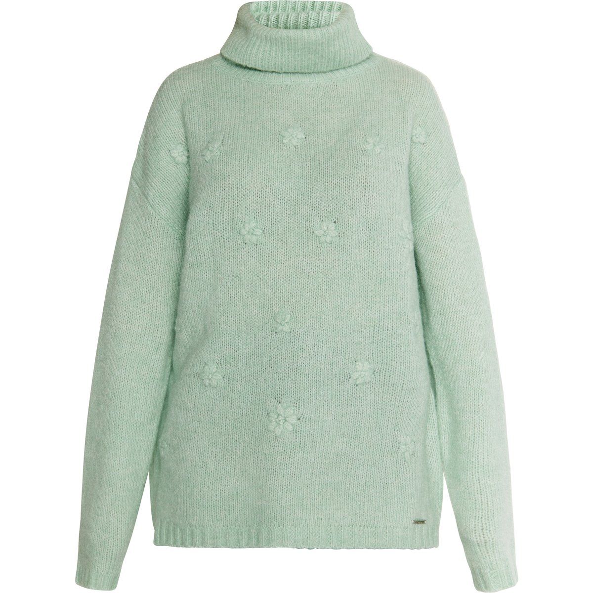 Rollkragenpullover mit floralen Applikationen
