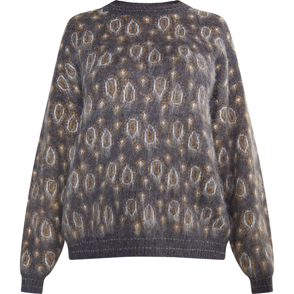 Flauschiger Strickpullover mit abstraktem Muster