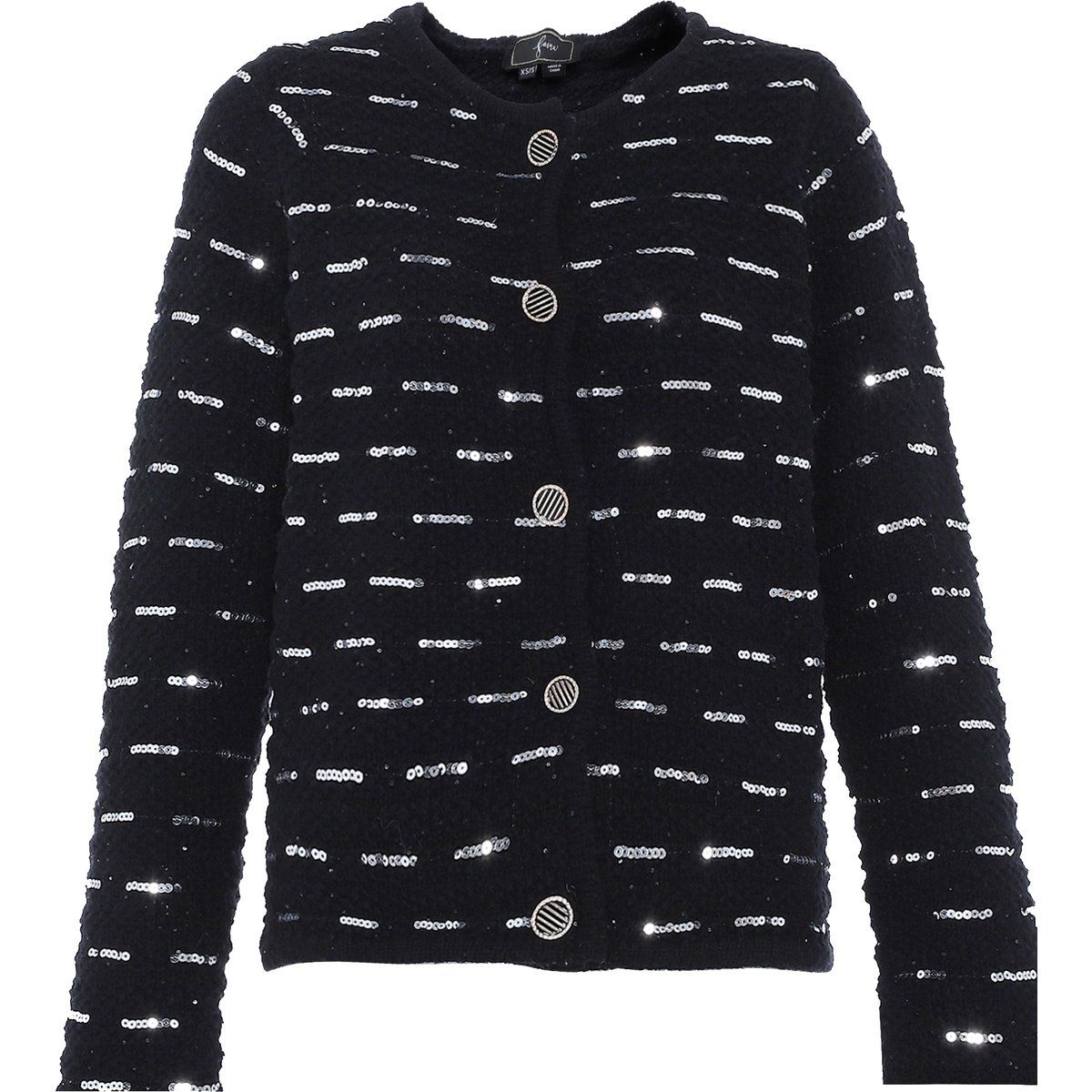 Elegante Strickjacke mit Paillettenstreifen