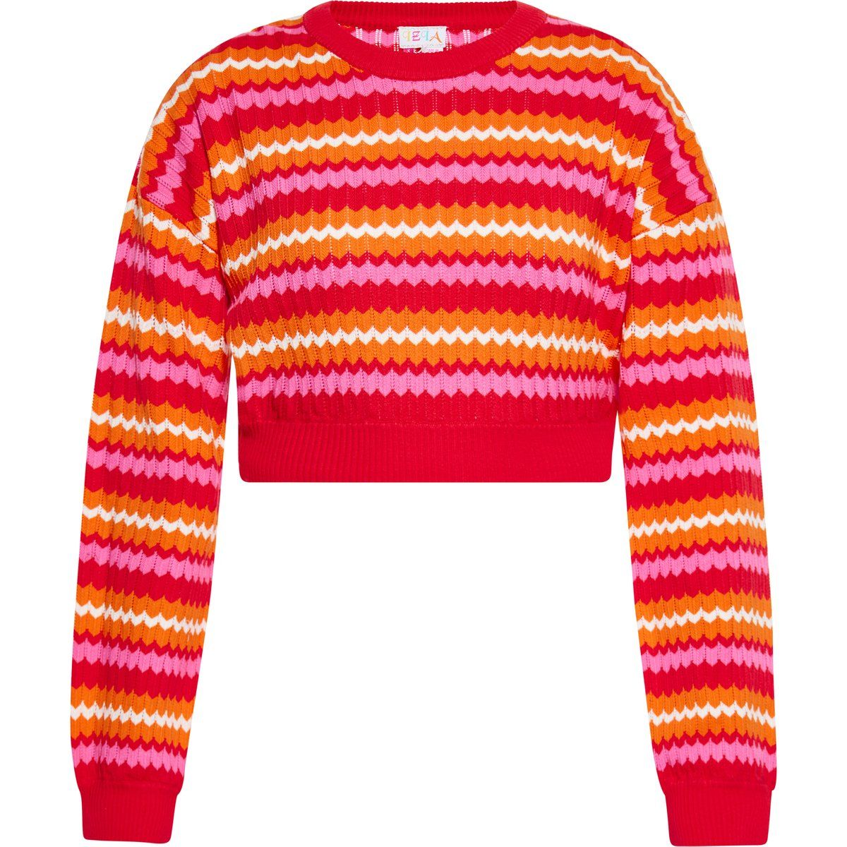 Kurzer Strickpullover mit Zickzackmuster