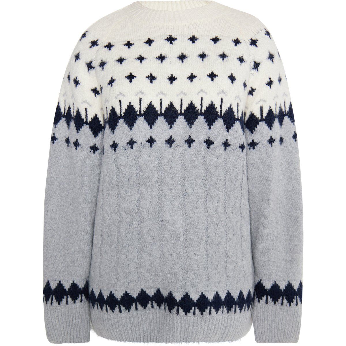 Übergroßer Norwegerpullover mit Zopfmuster