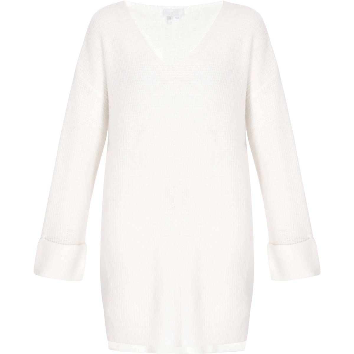 Lockerer V-Ausschnitt Melange Pullover